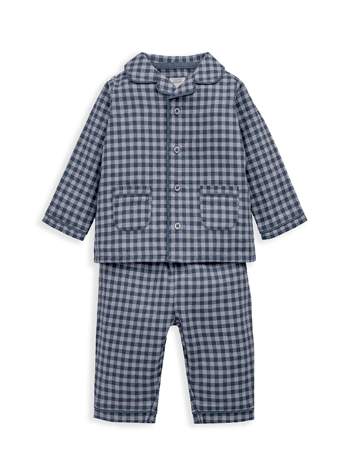 Image 2 of 4 of Mamas & Papas Baby Boys Woven Collar Gingham Pyjamas - Blue
