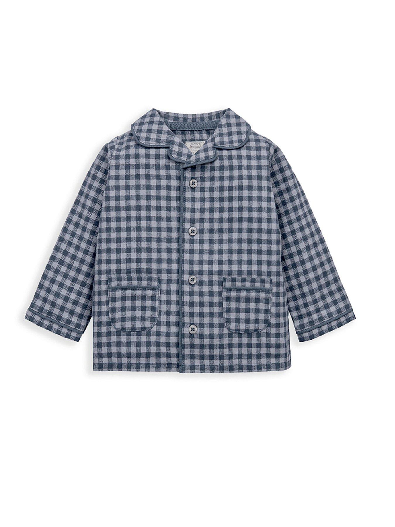 Image 3 of 4 of Mamas & Papas Baby Boys Woven Collar Gingham Pyjamas - Blue