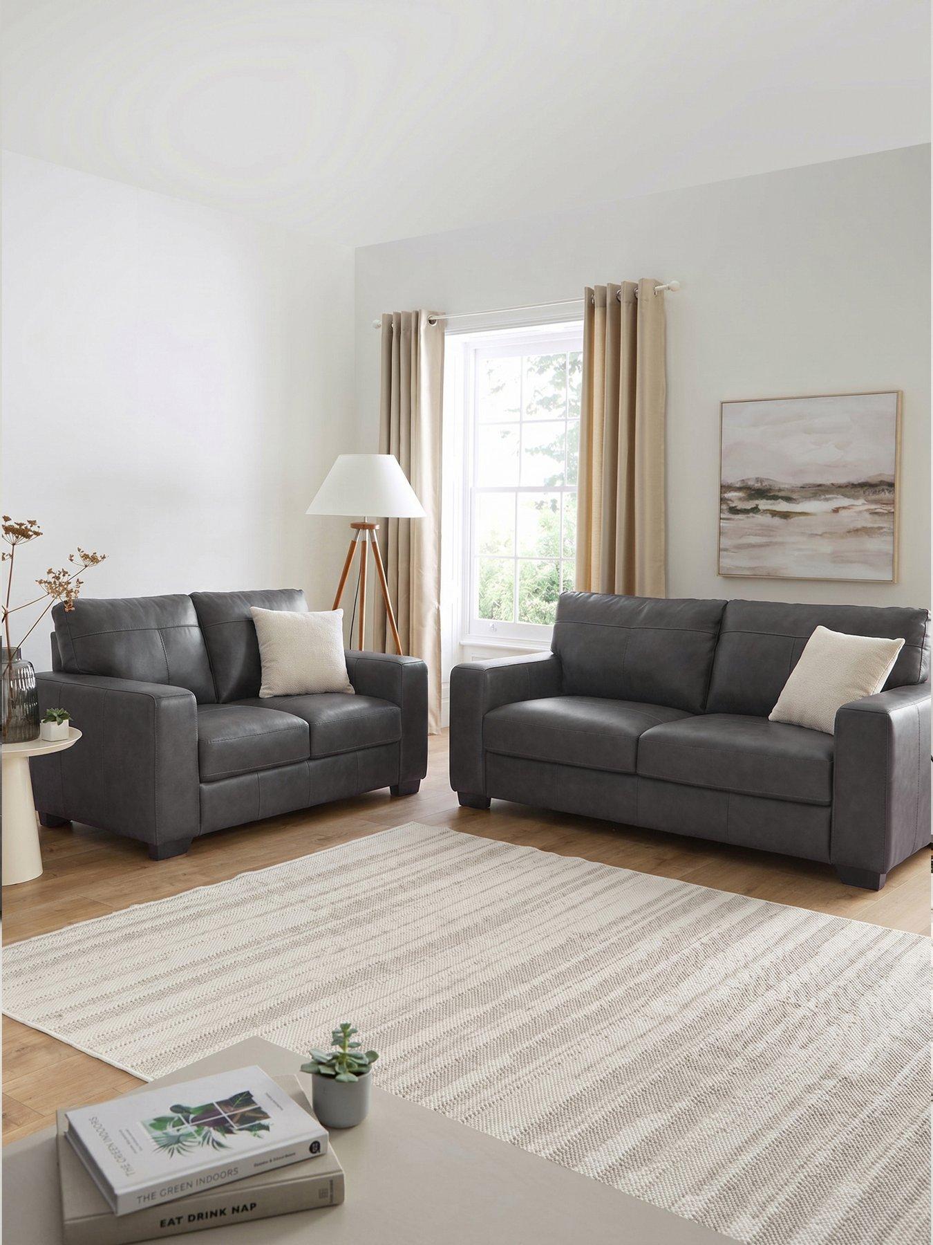 The Very Collection Hampshire 3 + 2 Seater Leather Sofa Set - FSC® Certified