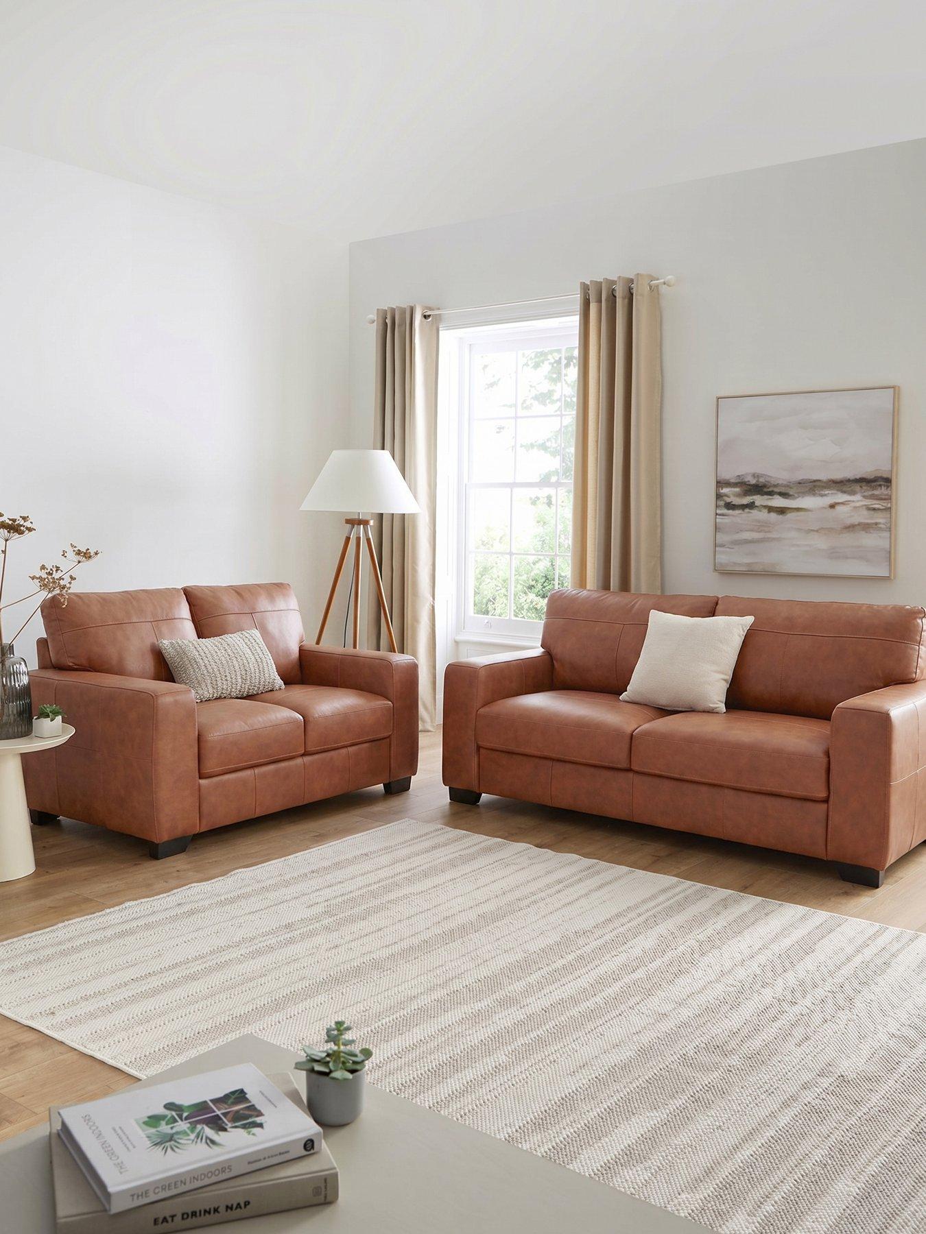 The Very Collection Hampshire 3 + 2 Seater Leather Sofa Set - FSC® Certified