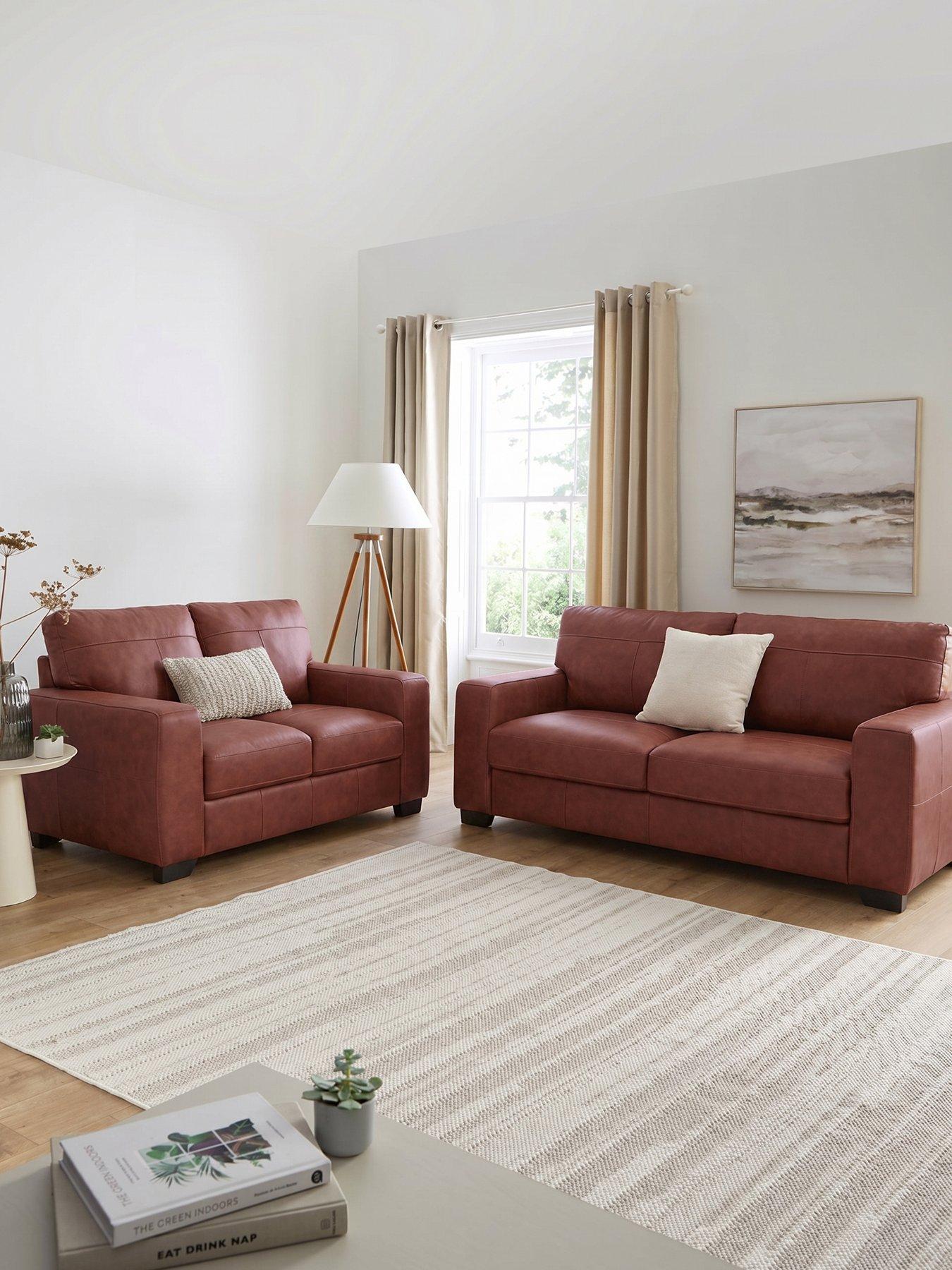 The Very Collection Hampshire 3 + 2 Seater Leather Sofa Set - FSC® Certified