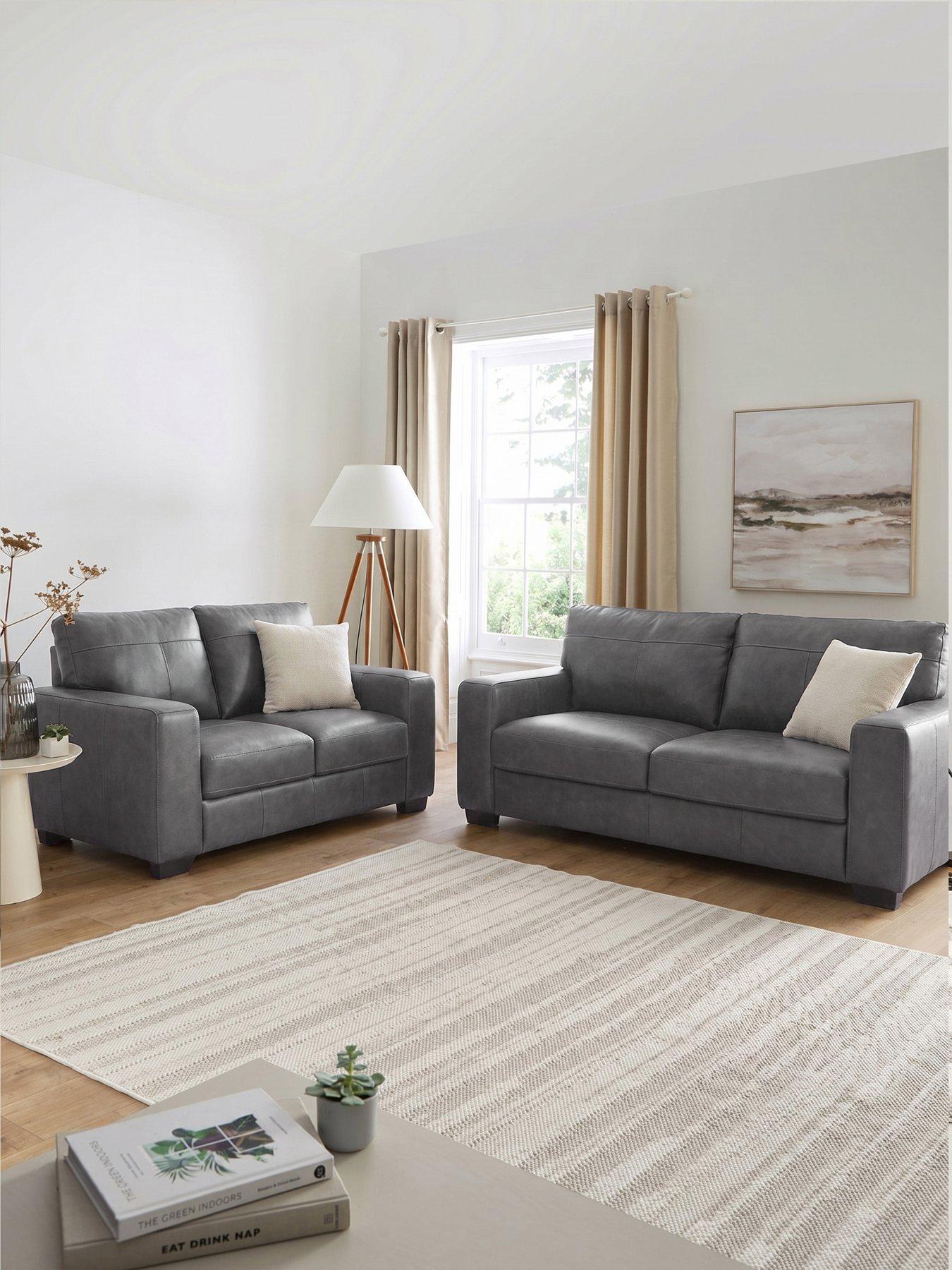 The Very Collection Hampshire 3 + 2 Seater Leather Sofa Set - FSC® Certified