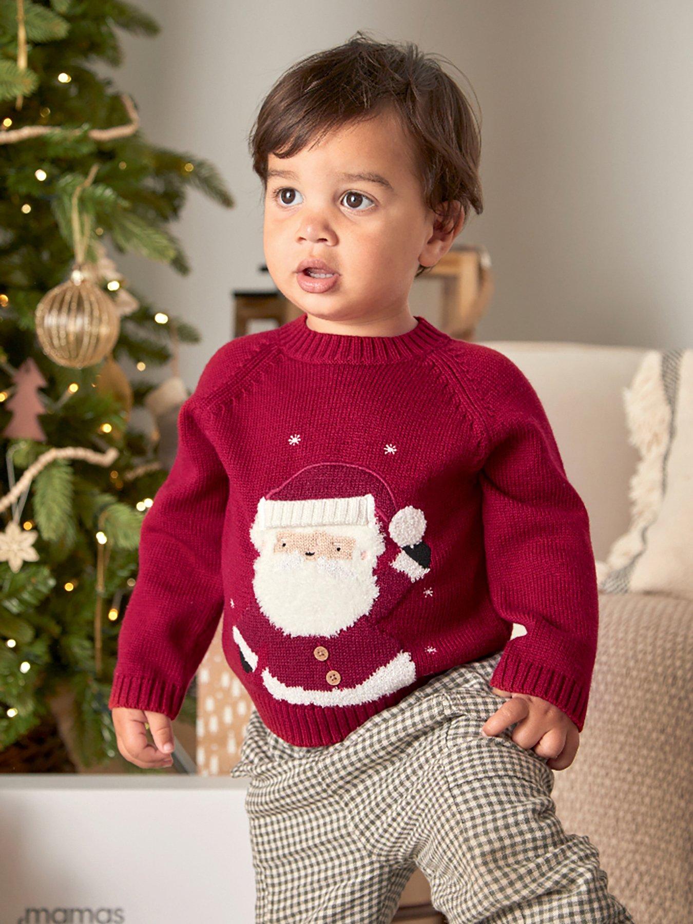 Mamas & Papas Baby Boys Santa Christmas Jumper - Red