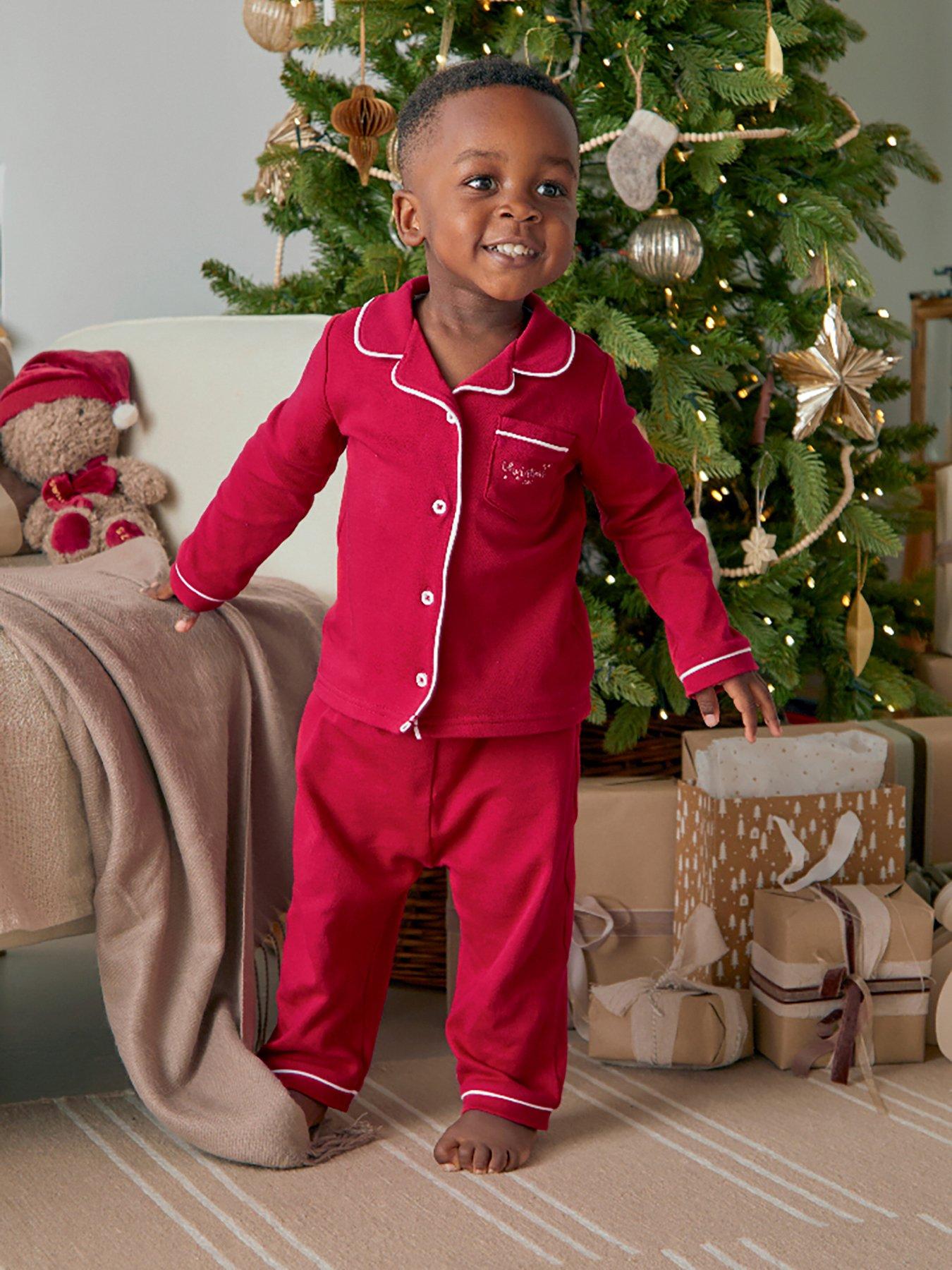  image of mamas-papas-baby-unisex-classic-red-christmas-pyjamas-red