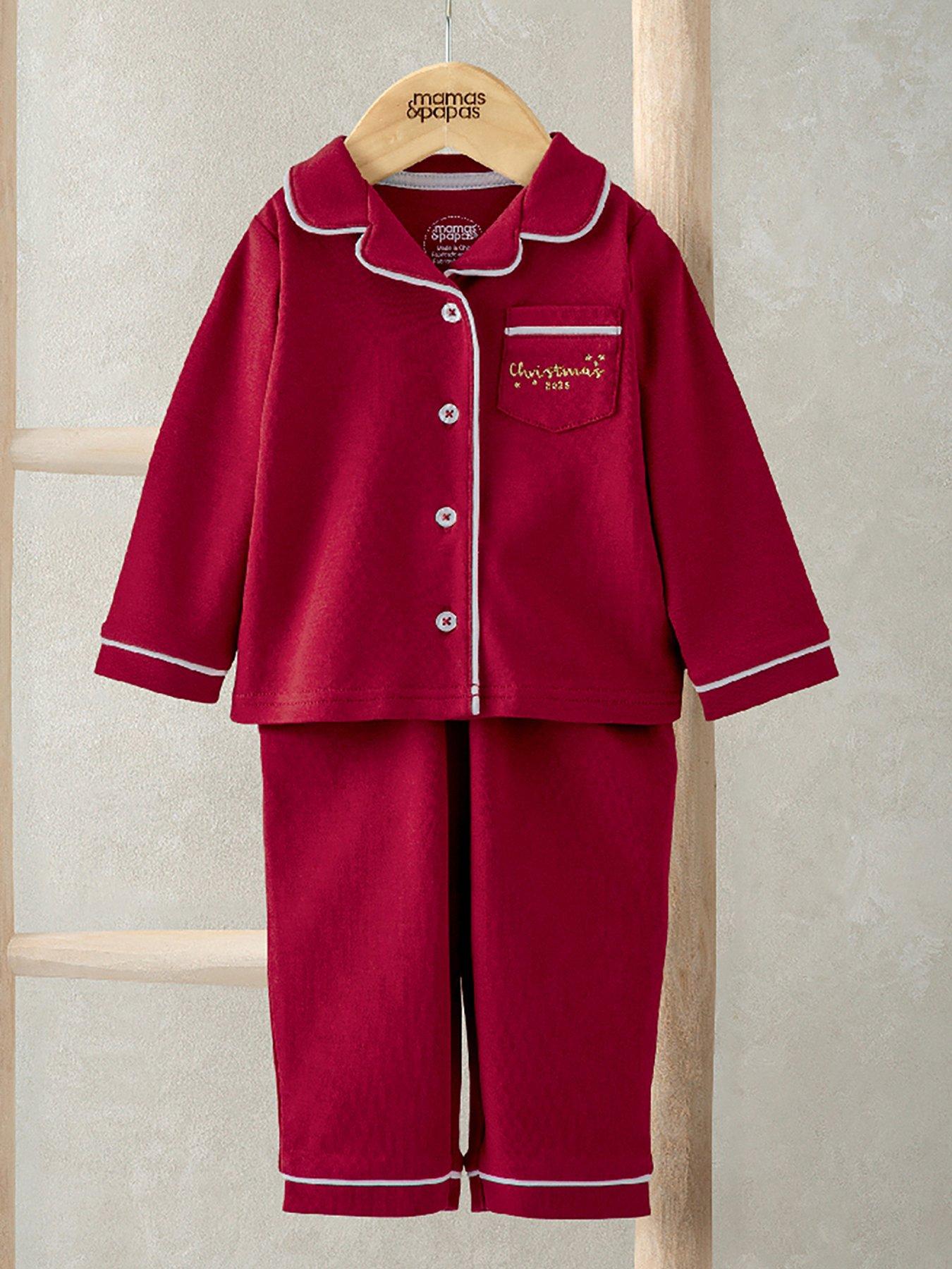  image of mamas-papas-baby-unisex-classic-red-christmas-pyjamas-red