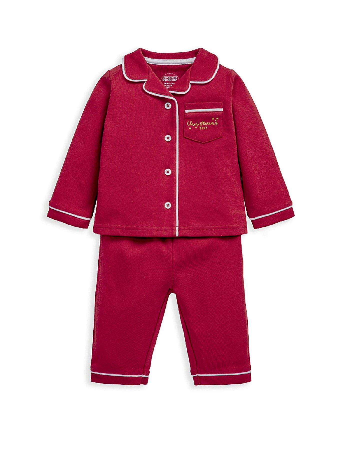 image of mamas-papas-baby-unisex-classic-red-christmas-pyjamas-red