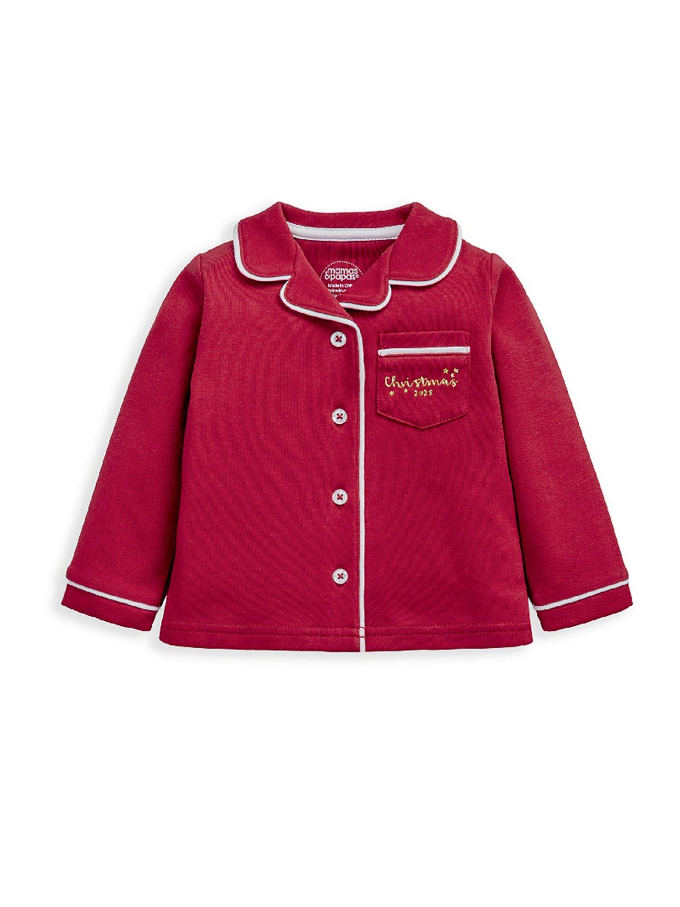  image of mamas-papas-baby-unisex-classic-red-christmas-pyjamas-red