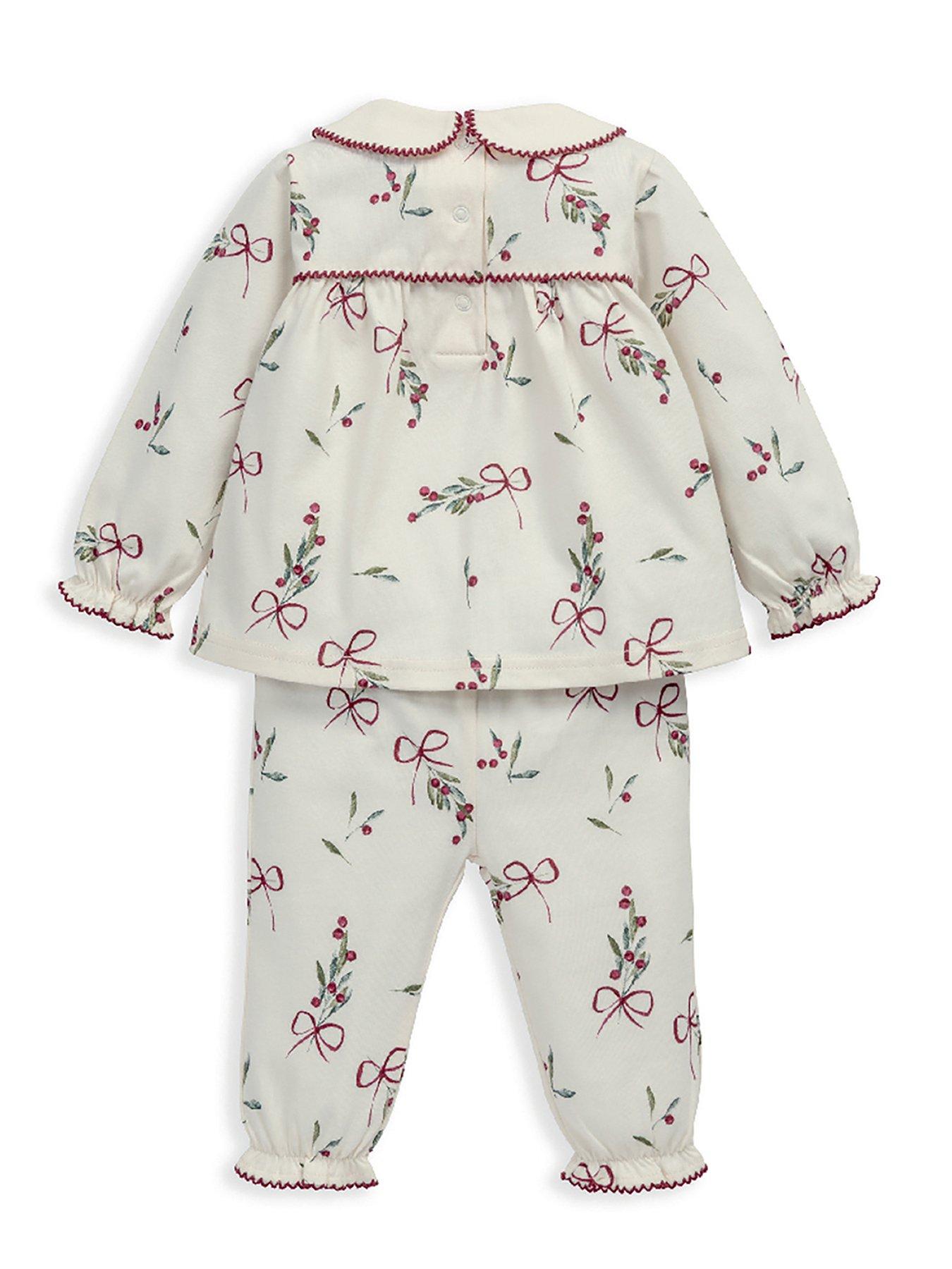  image of mamas-papas-baby-girls-mistletoe-print-christmas-pyjamas-red