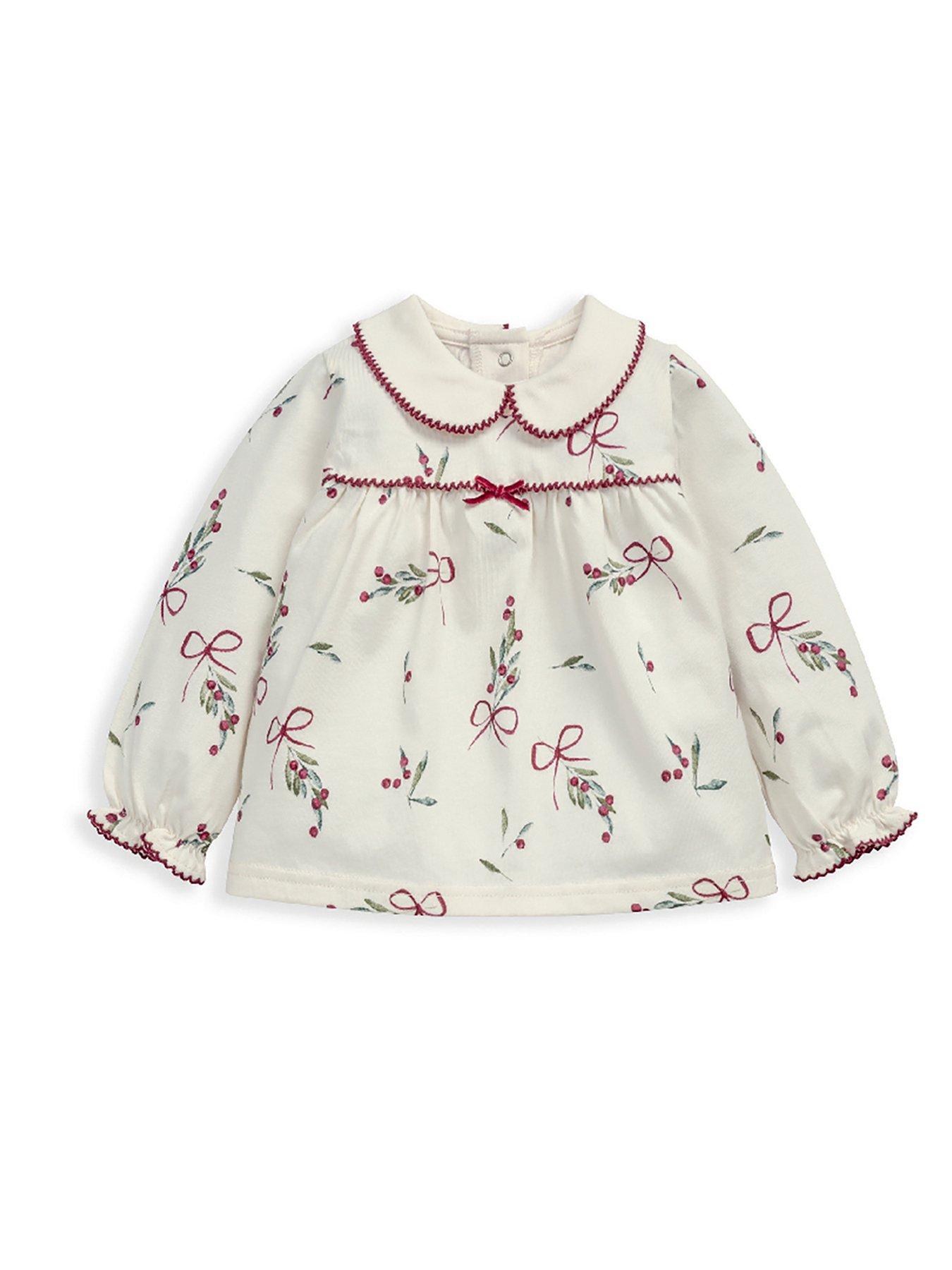  image of mamas-papas-baby-girls-mistletoe-print-christmas-pyjamas-red