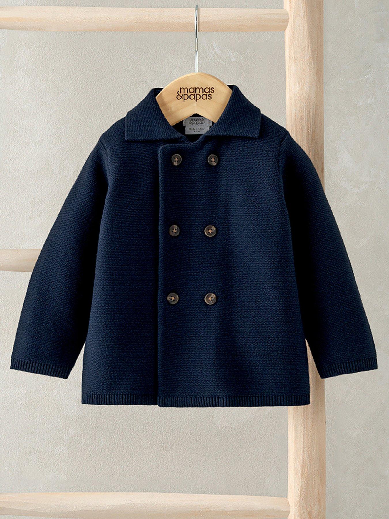  image of mamas-papas-baby-boys-knitted-collar-cardigan-blue