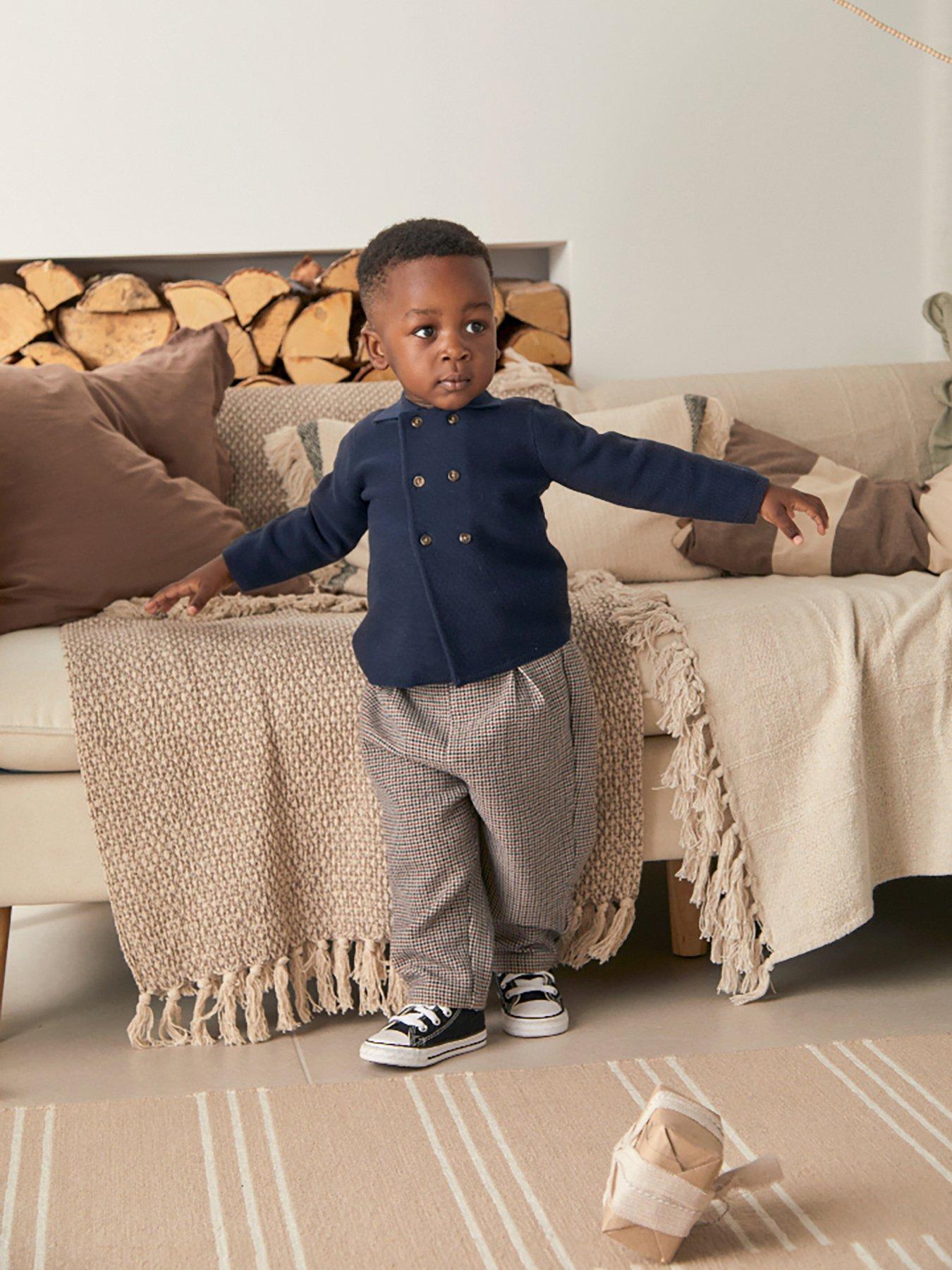  image of mamas-papas-baby-boys-knitted-collar-cardigan-blue