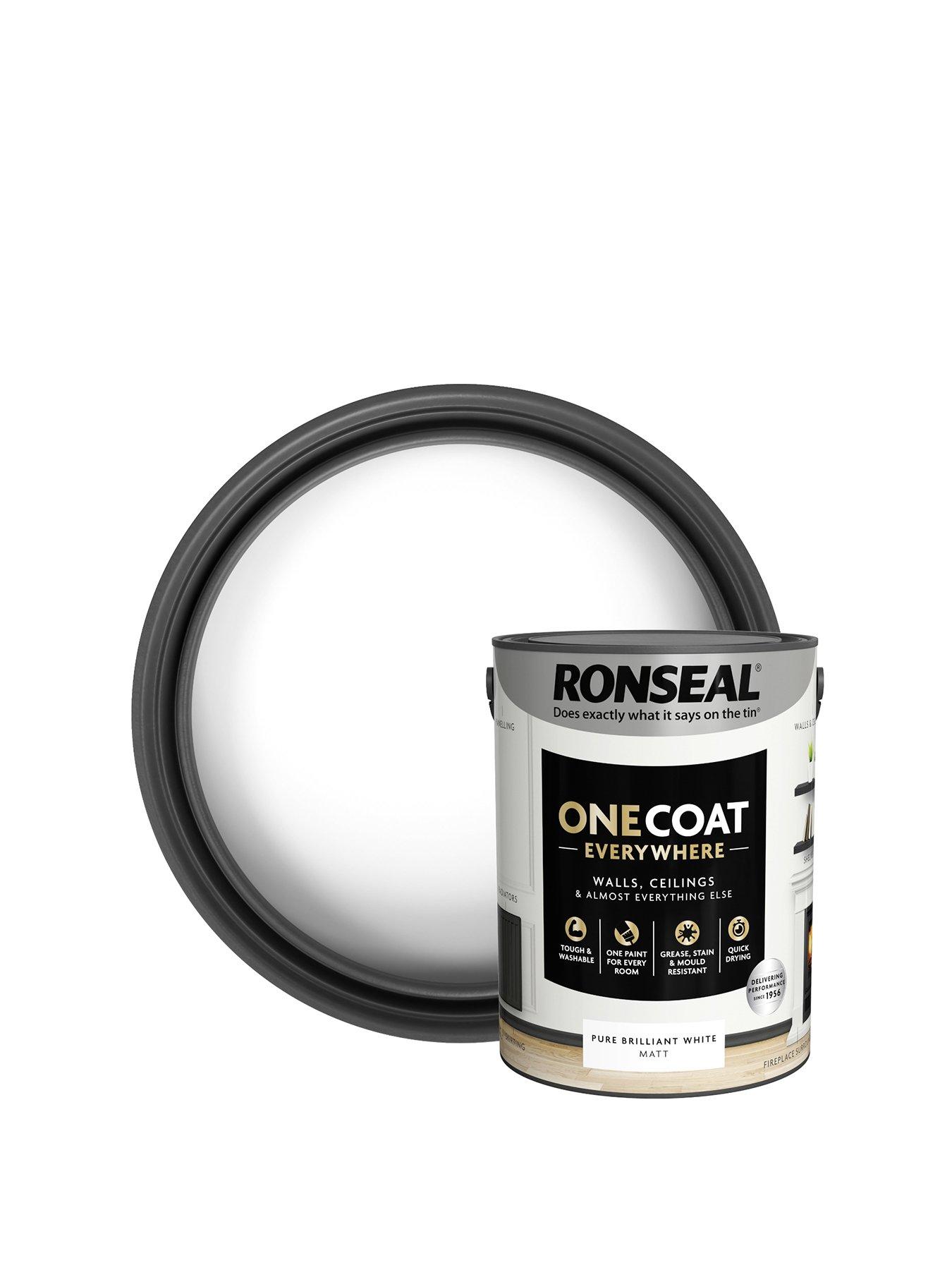 Image 1 of 7 of Ronseal One Coat Everywhere Interior Paint Pure Brilliant White Matt 5 Litre