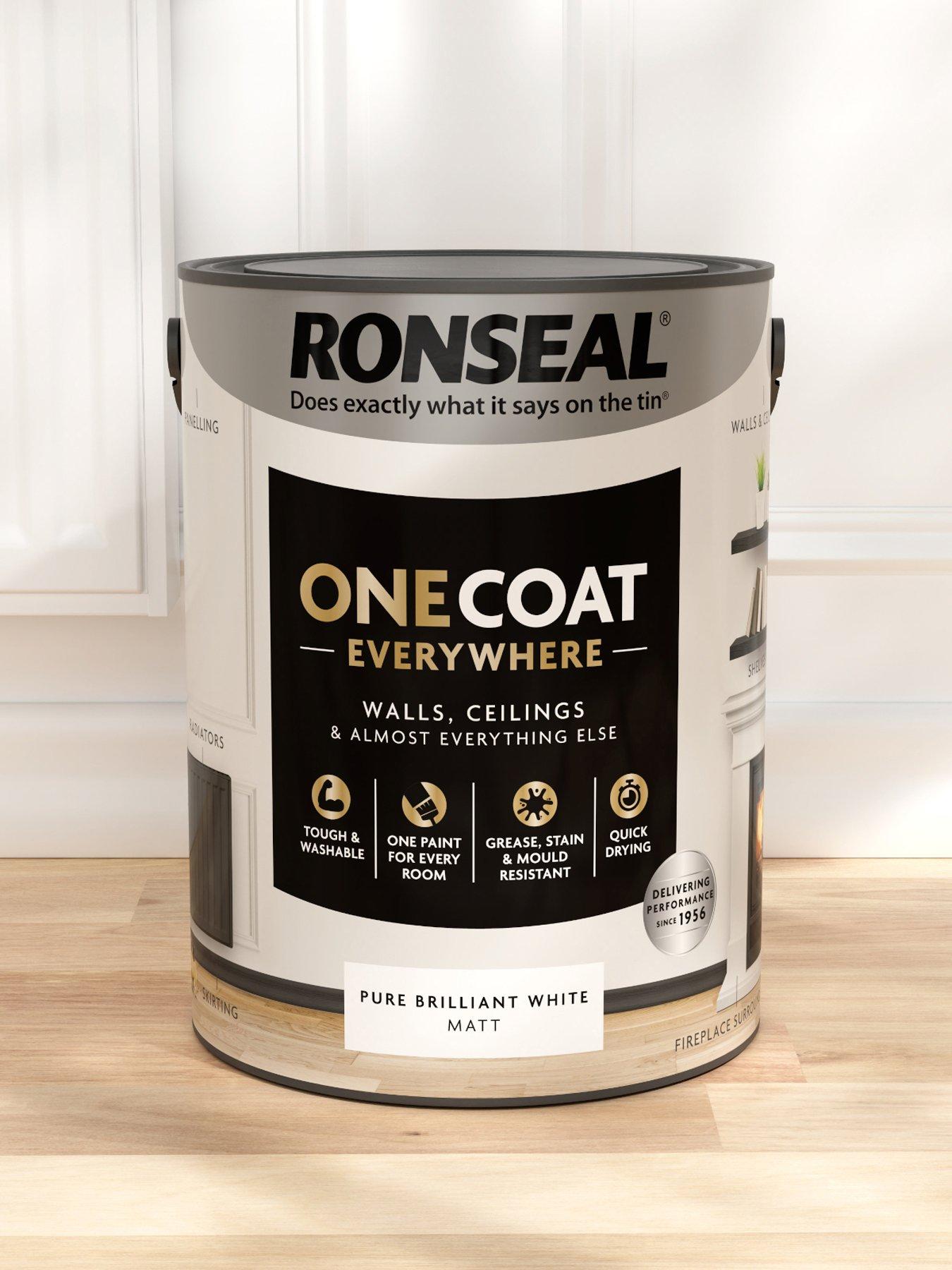 Image 3 of 7 of Ronseal One Coat Everywhere Interior Paint Pure Brilliant White Matt 5 Litre