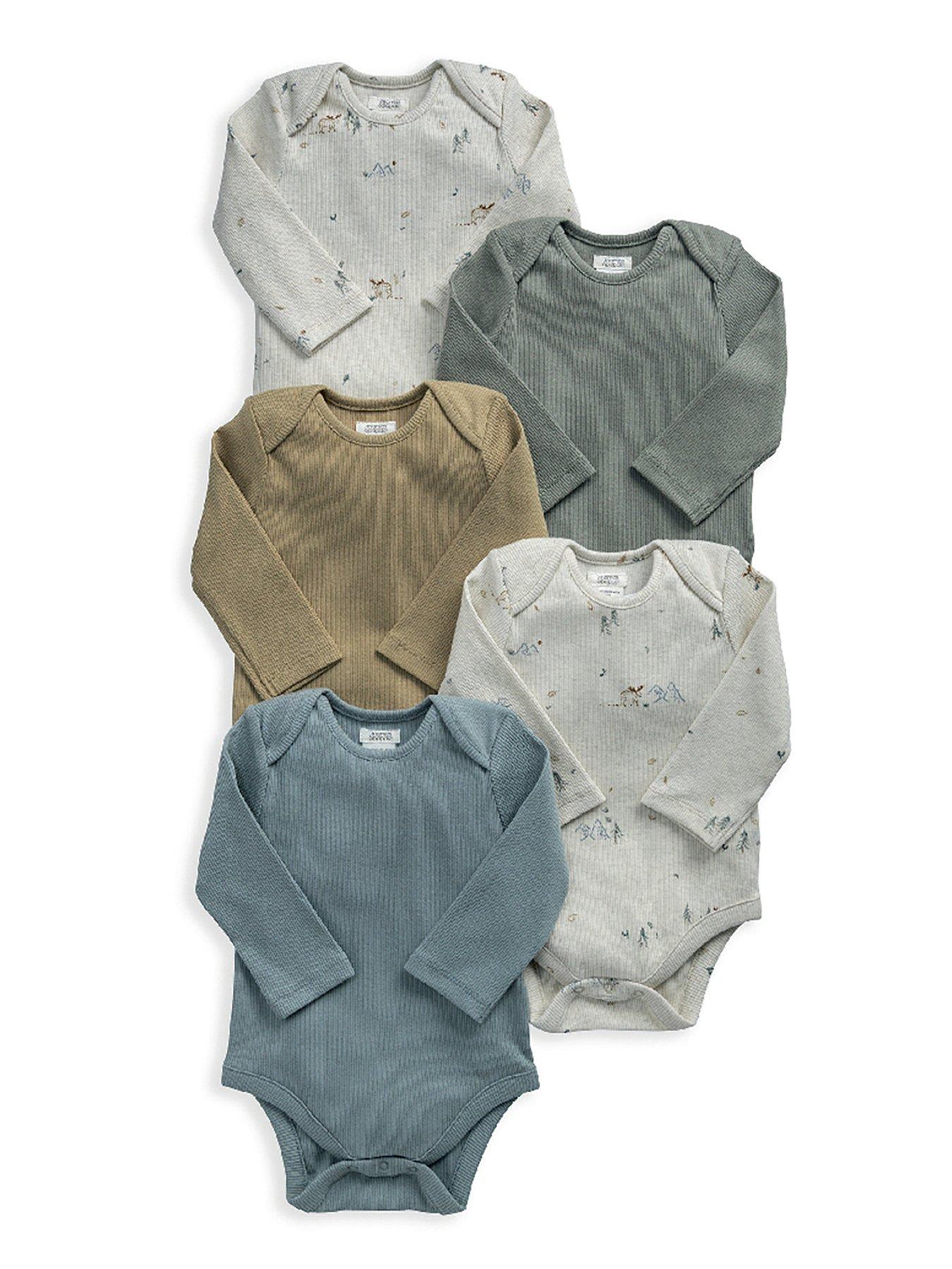 front image of mamas-papas-baby-boys-5-pack-moose-print-long-sleeve-bodysuits-multi