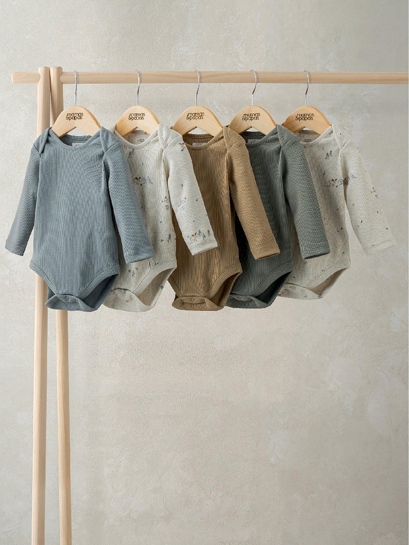 outfit image of mamas-papas-baby-boys-5-pack-moose-print-long-sleeve-bodysuits-multi