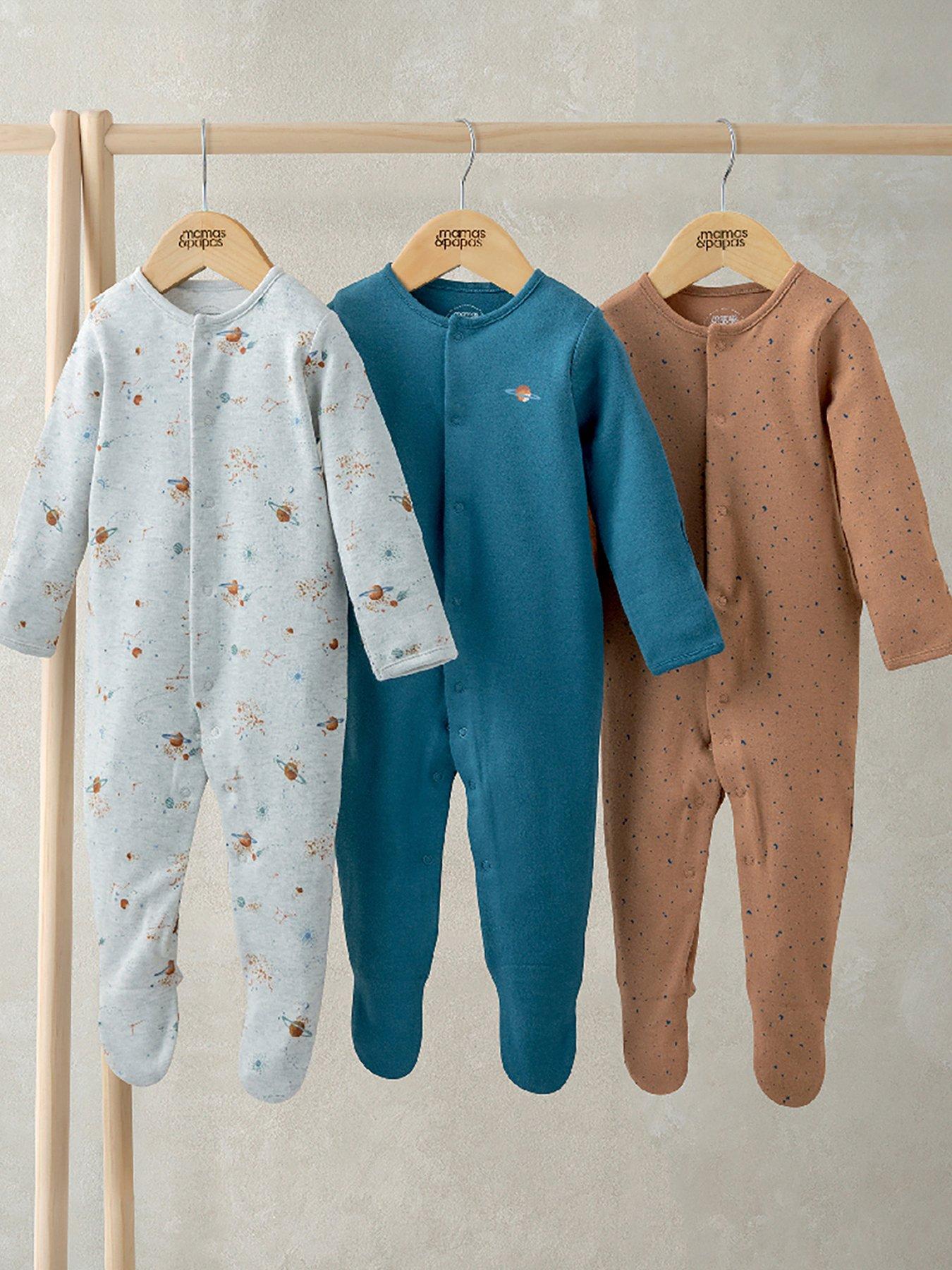 Mamas & Papas Baby Boys 3 Pack Planet Sleepsuits - Multi