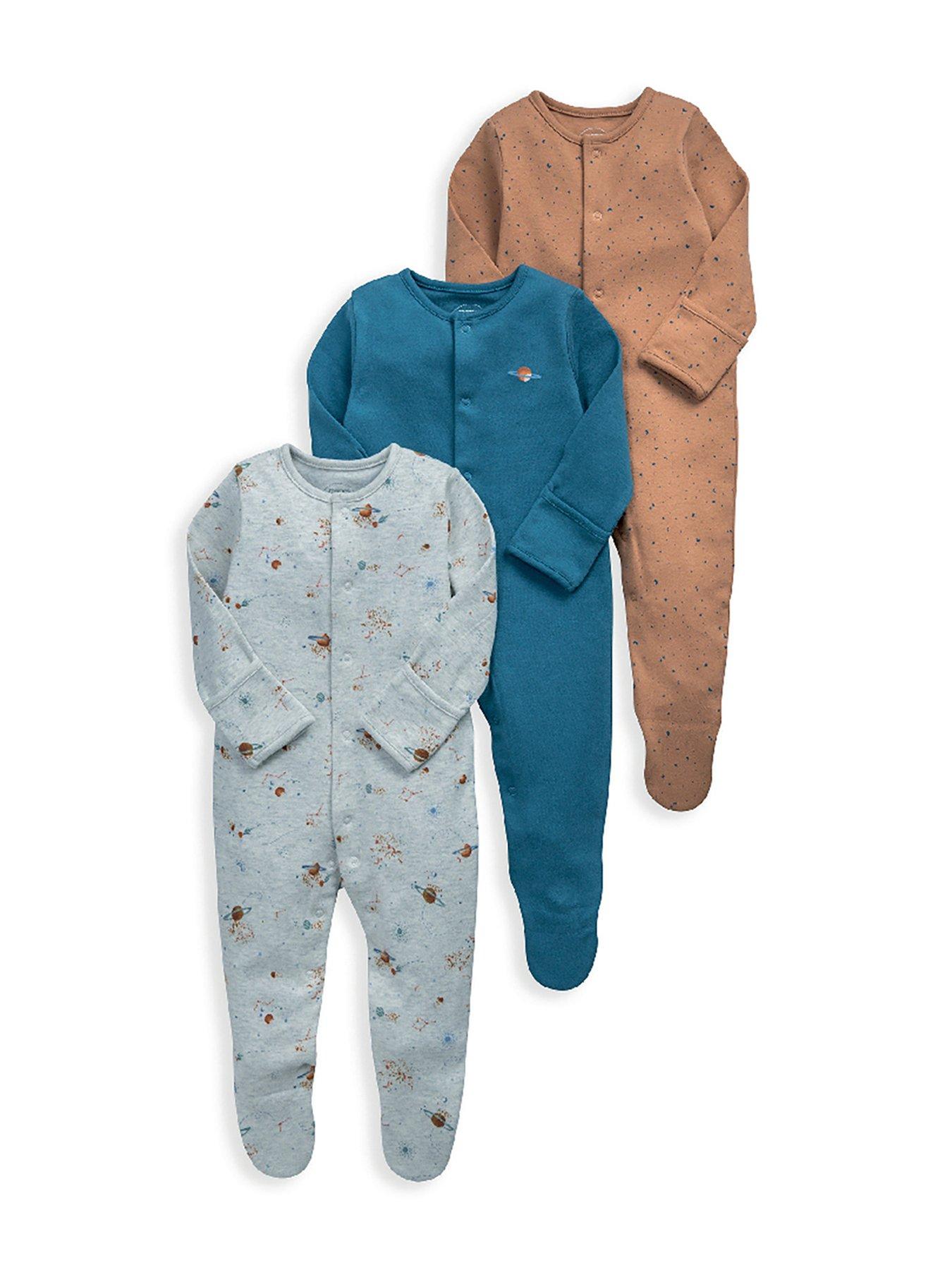  image of mamas-papas-baby-boys-3-pack-planet-sleepsuits-multi