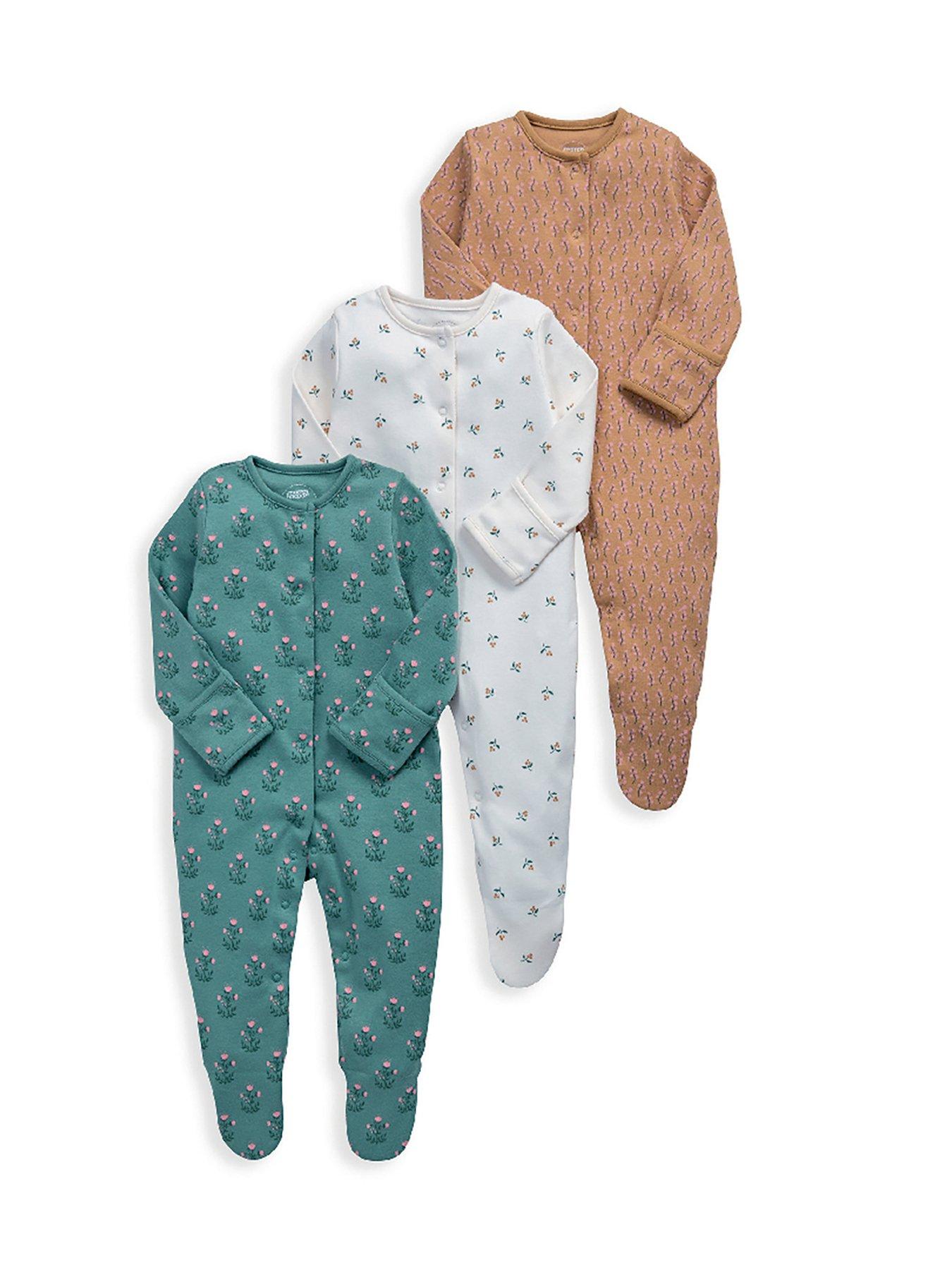 outfit image of mamas-papas-baby-girls-3-pack-leopard-sleepsuits-multi