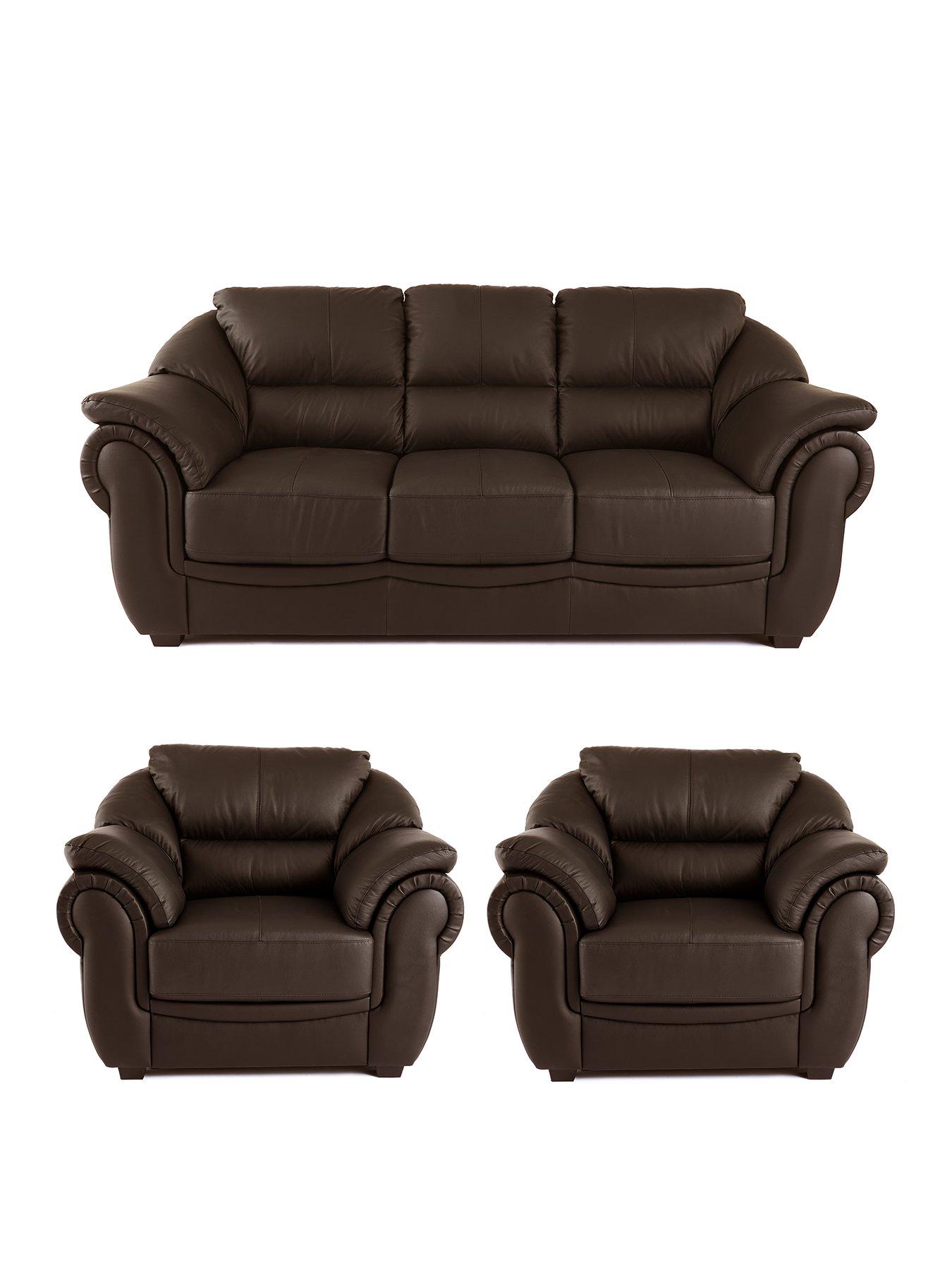 Image 2 of 4 of The Very Collection Naples 3 Seater Sofa + 2 Chair Leather Set - FSC&reg; Certified