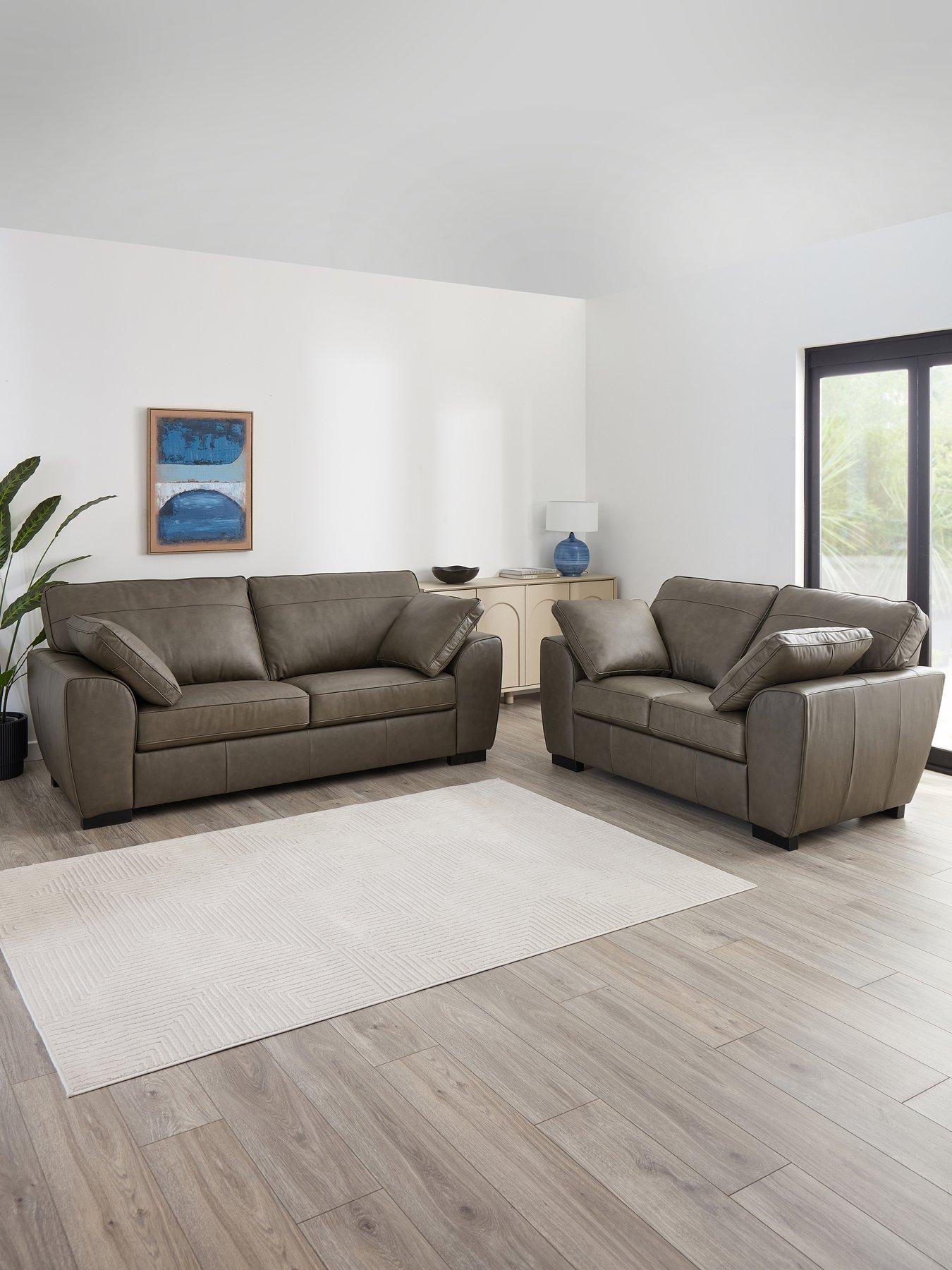  image of the-very-collection-sona-3-2-seater-leather-sofa-set