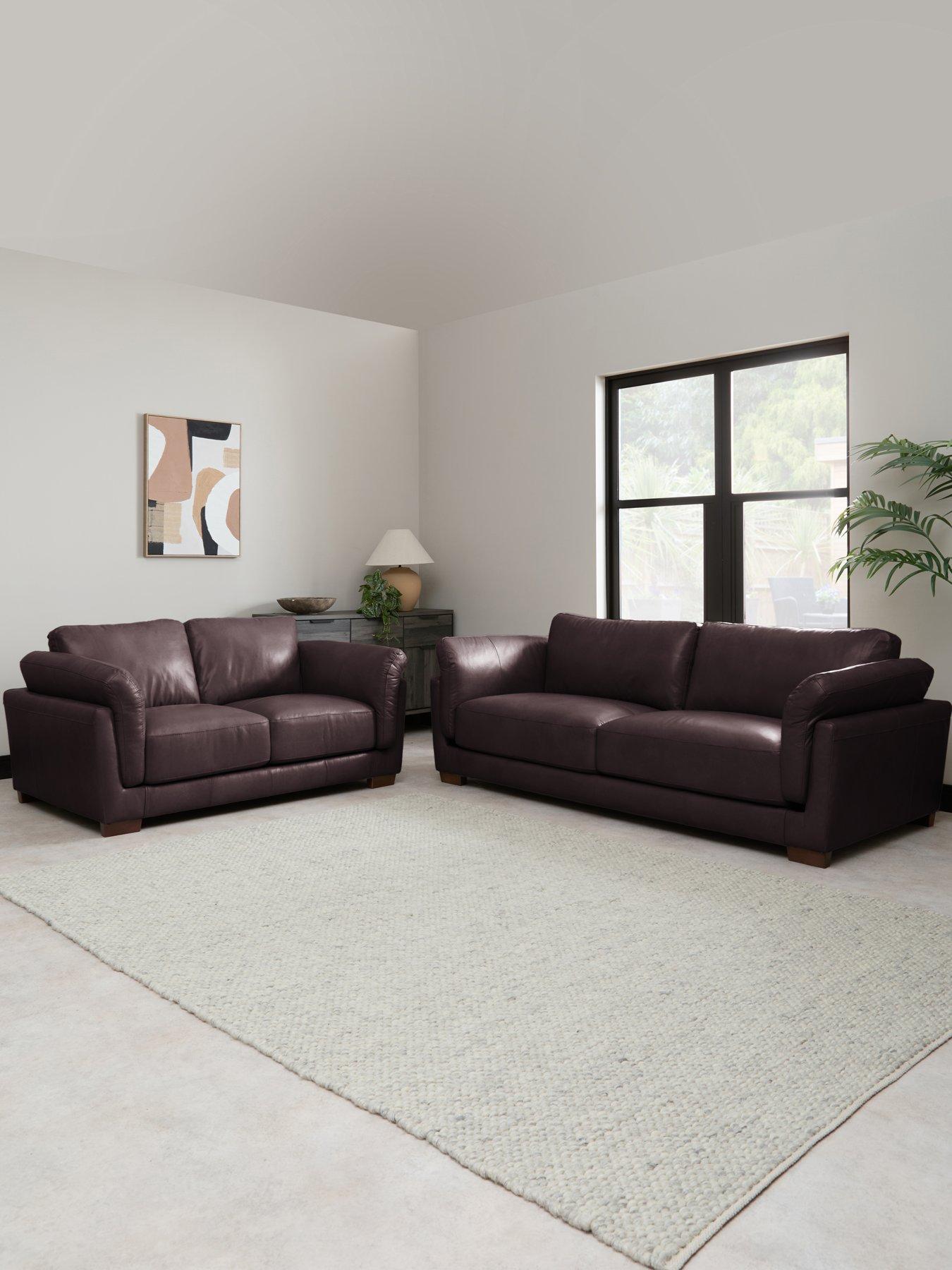 The Very Collection Morena 3 + 2 Seater Leather Sofa Set