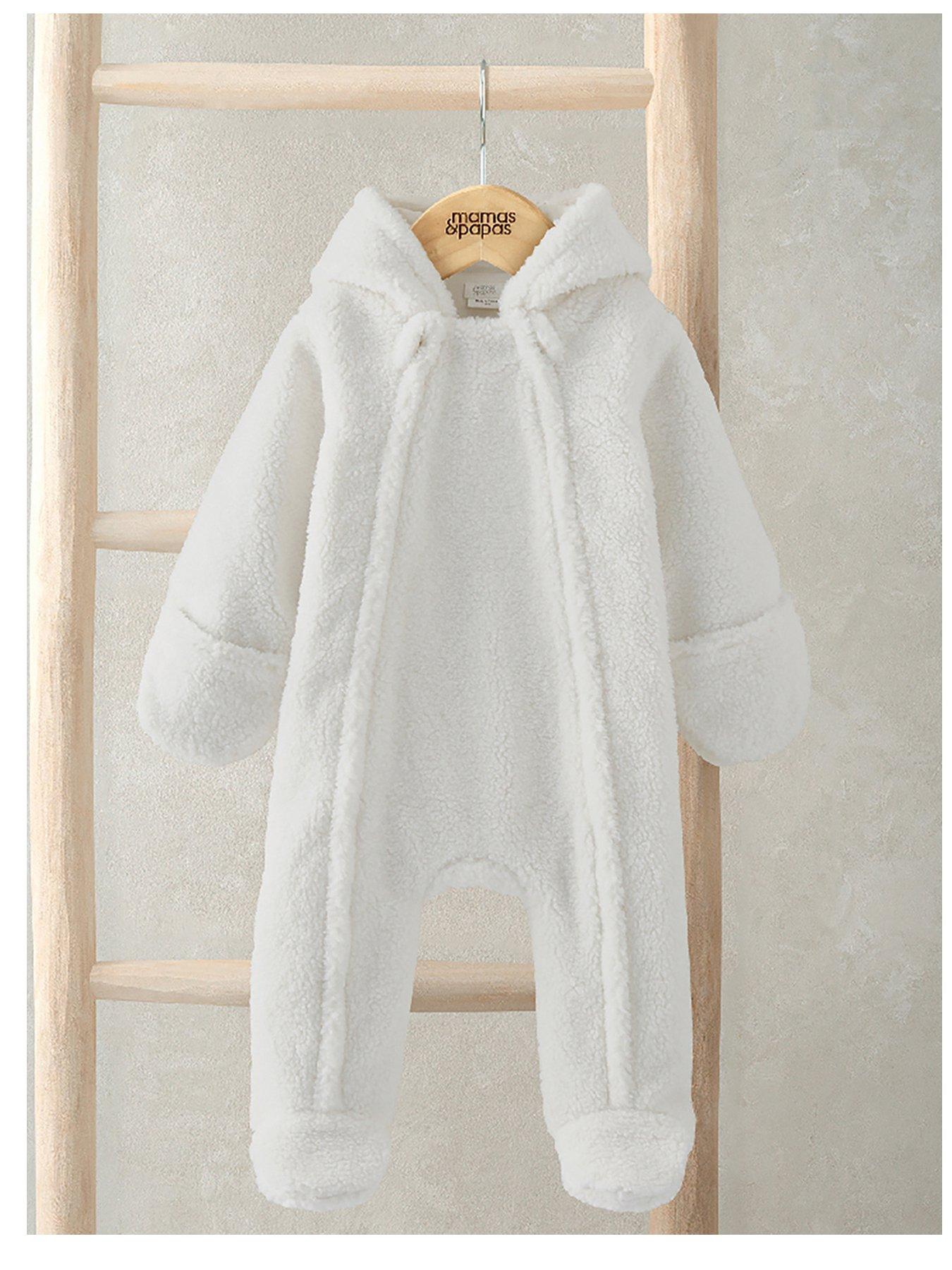  image of mamas-papas-baby-unisex-borg-pramsuit-with-3d-bear-ears-cream
