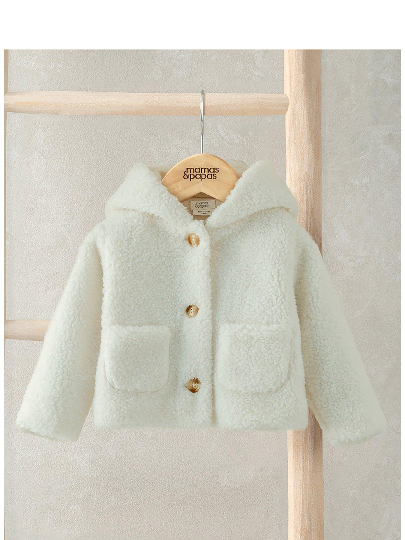 Mamas & Papas Baby Unisex Borg Jacket With 3d Bear Ears - Cream