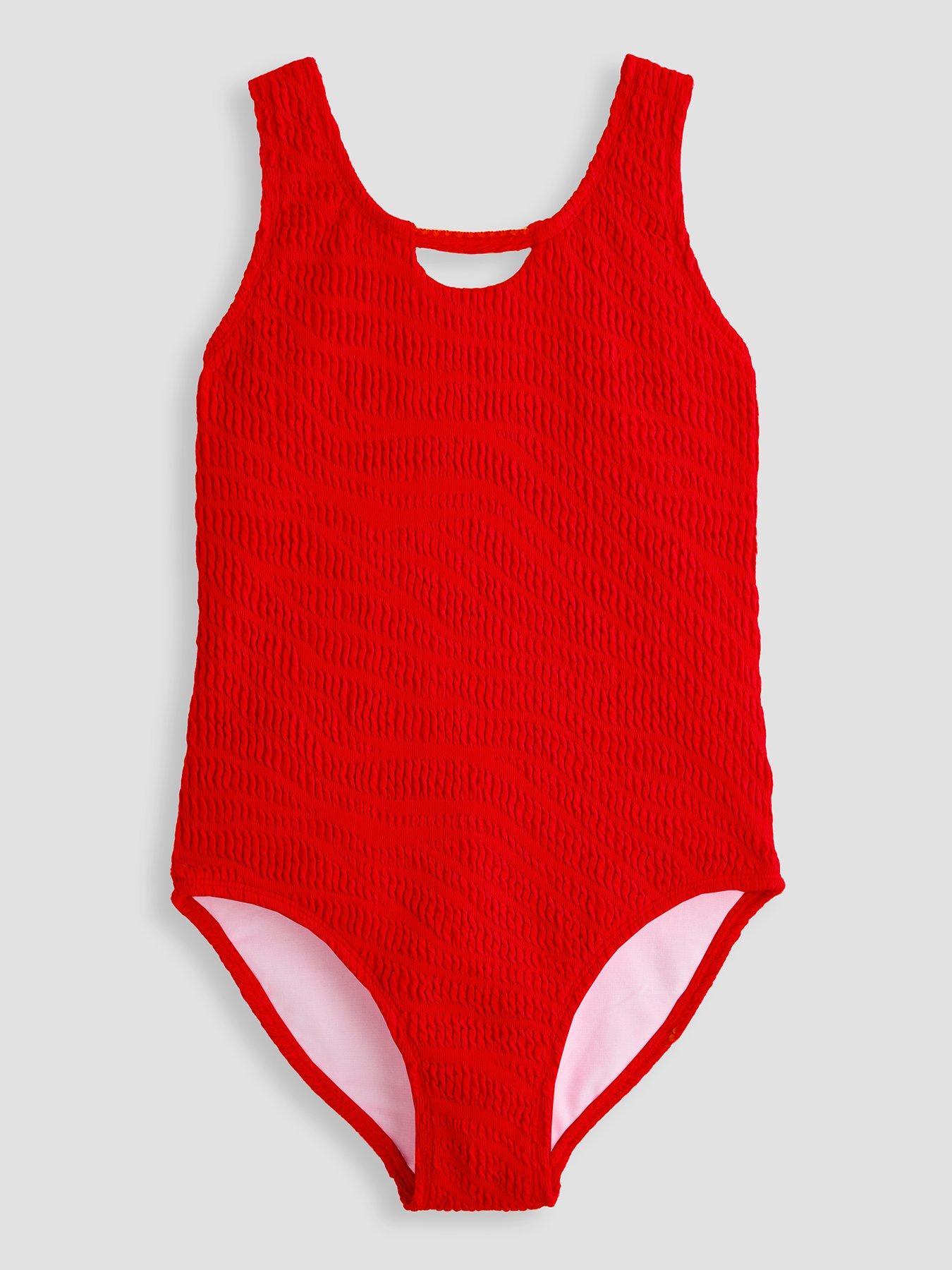 The Very Collection Girls Scoop Neck Textured Swimsuit  - Pink