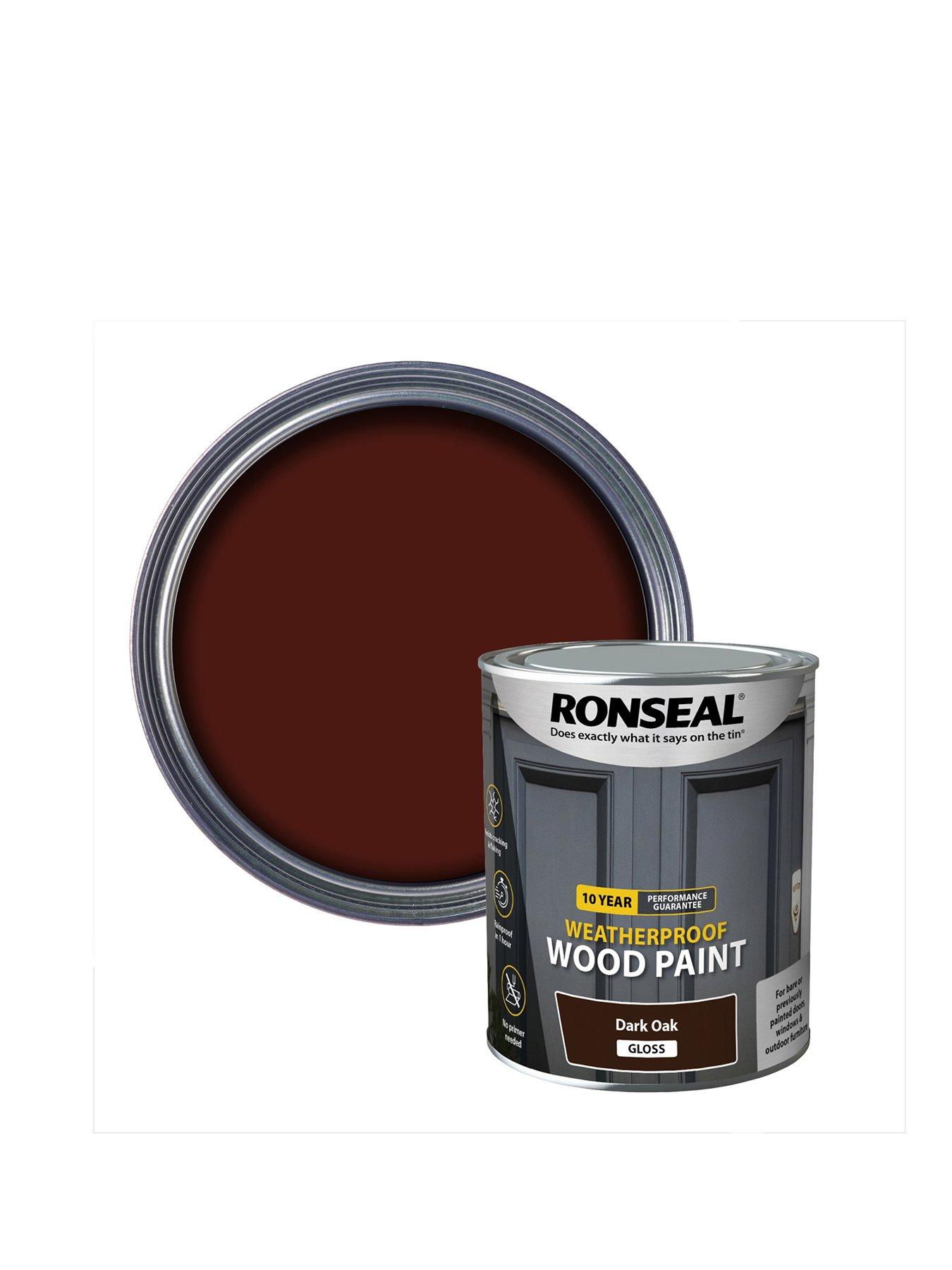 Ronseal 10 Year Weatherproof Wood Paint Dark Oak Gloss 750ml