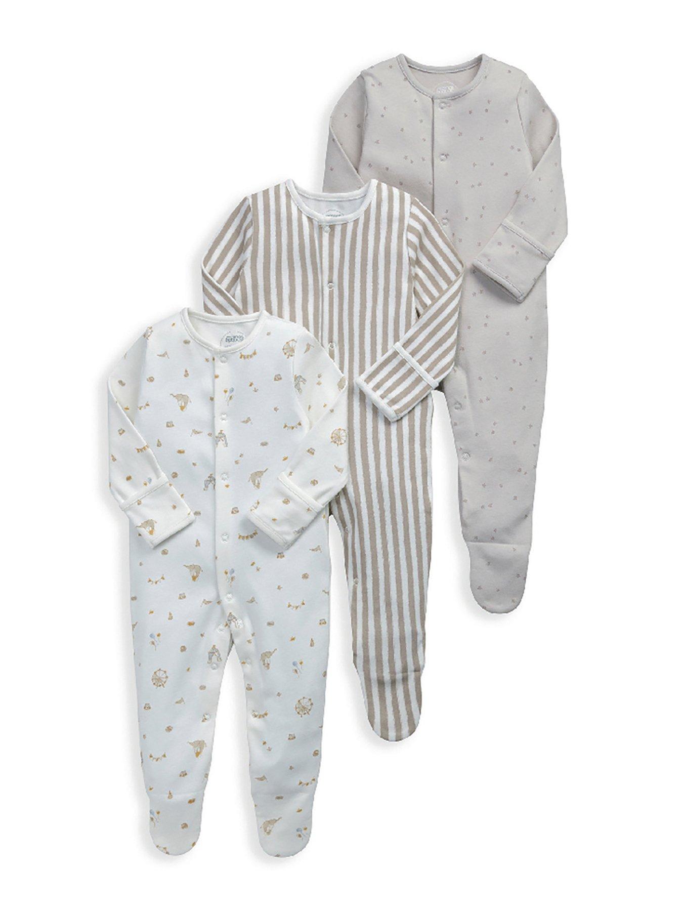  image of mamas-papas-baby-unisex-3-pack-circus-sleepsuits-multi