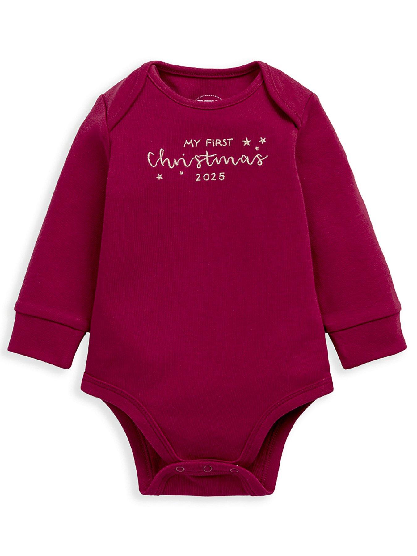  image of mamas-papas-baby-unisex-my-first-christmas-bodysuit-red
