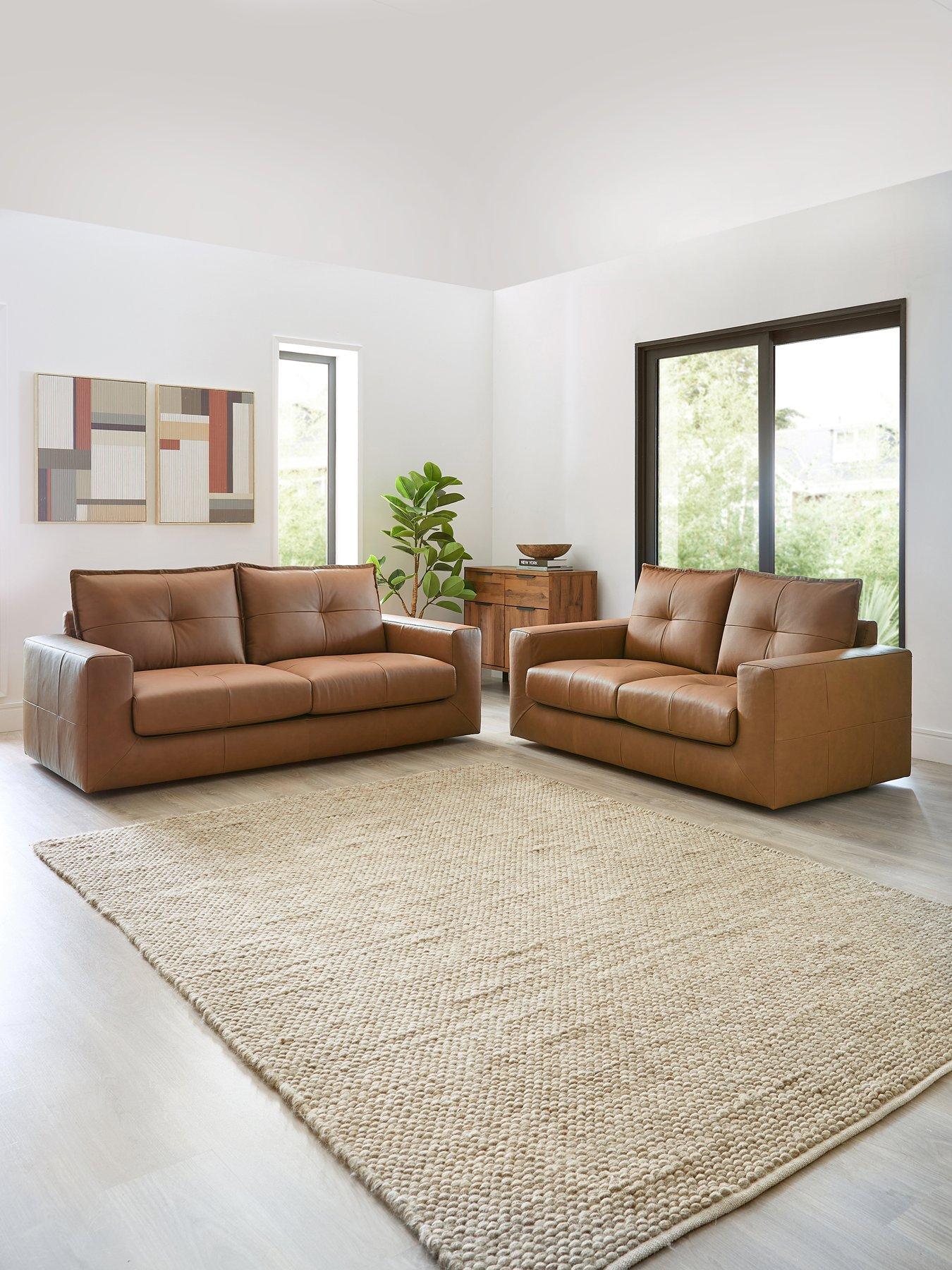 The Very Collection Tribeca 3 + 2 Seater Leather Sofa Set - FSC® Certified
