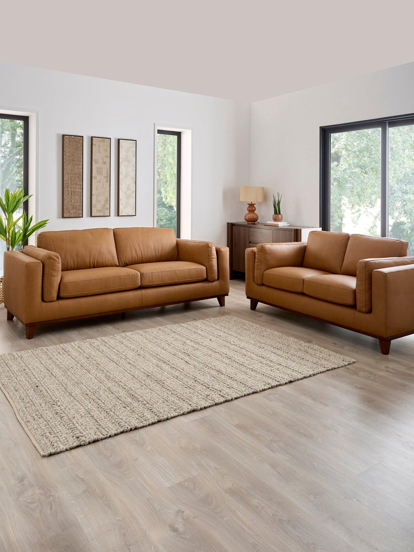 Image 1 of 7 of The Very Collection Chiswick 3 + 2 Seater Leather Sofa Set - FSC&reg; Certified