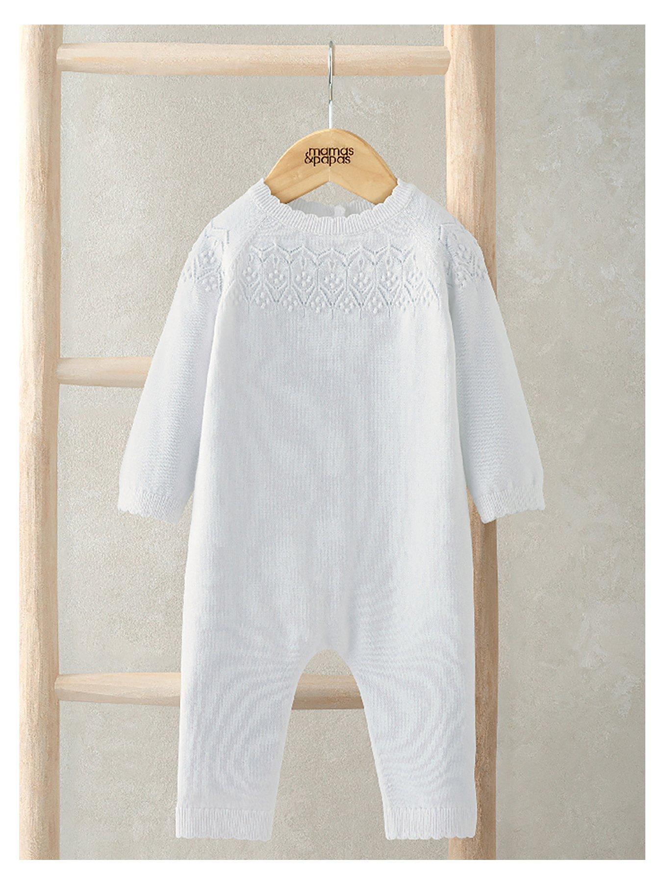 Mamas & Papas Baby Girls Pointelle Knitted Romper - Cream