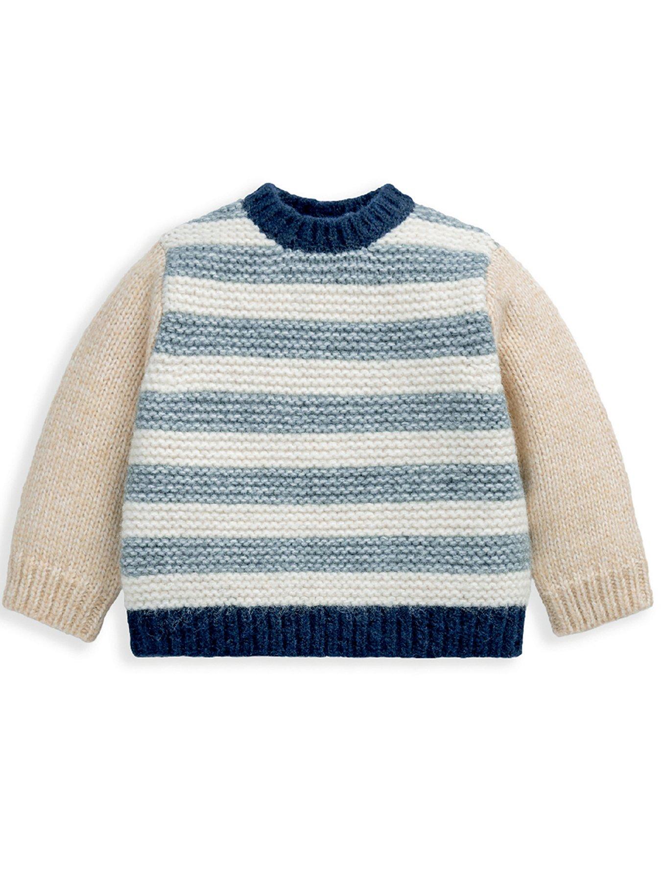  image of mamas-papas-baby-boys-2-piece-colour-block-knitted-jumper-amp-leggings-set-multi