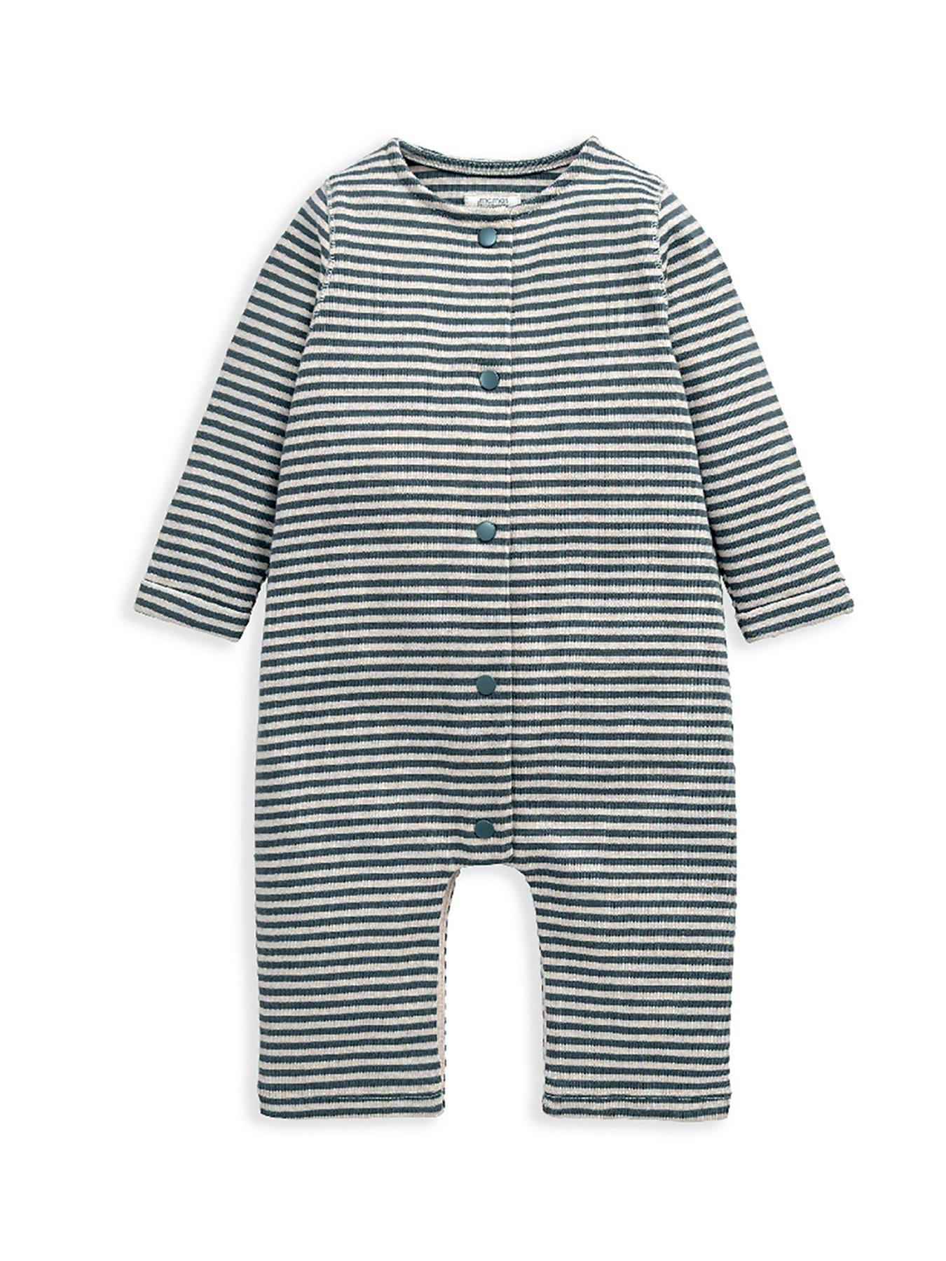  image of mamas-papas-baby-boys-2-piece-quilted-gilet-and-striped-romper-set-blue
