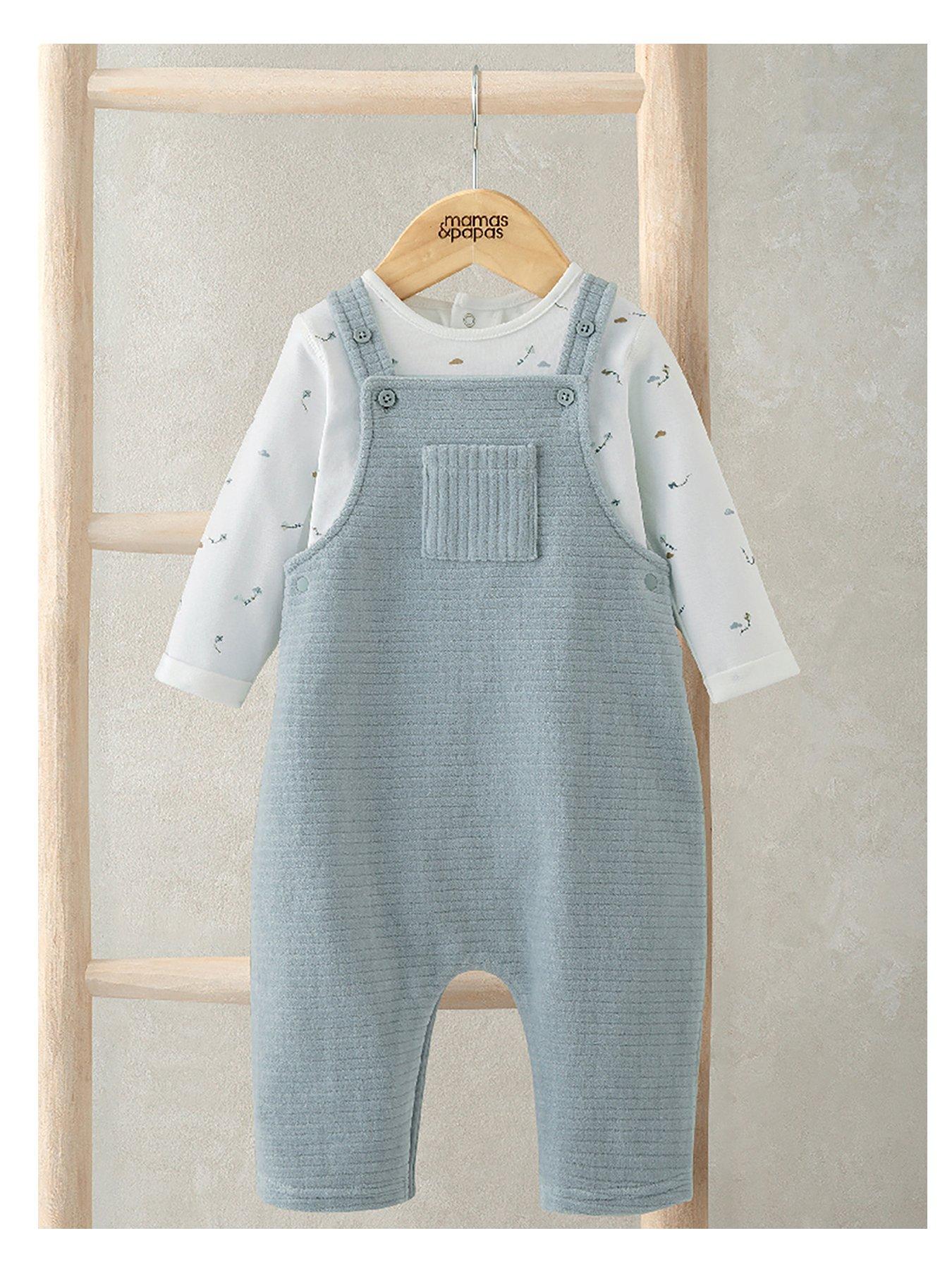 mamas-papas-baby-boys-2-piece-kite-print-bodysuit-and-velour-dungaree-set-blue