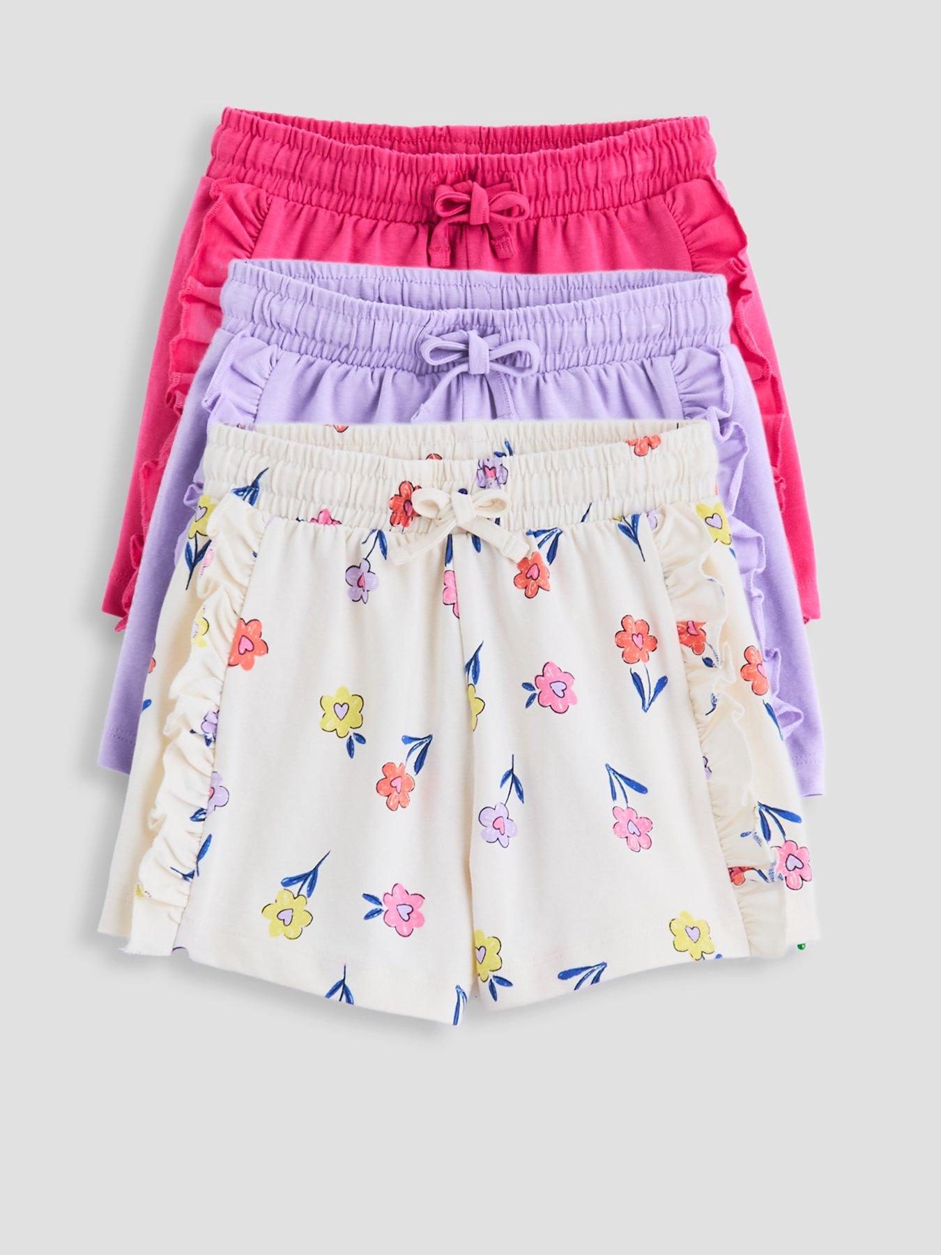 The Very Collection Girls 3 Pack Ruffle Jersey Short - Multi