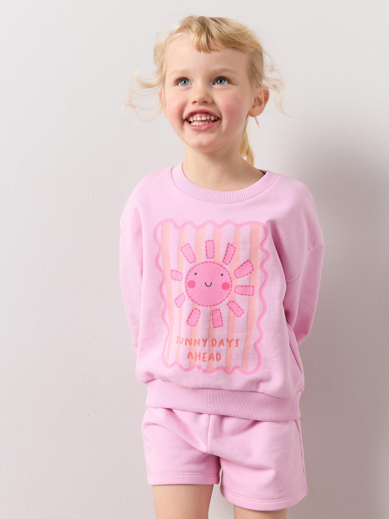 The Very Collection Girls Sweatshirt and Short Set Loopback - Pink