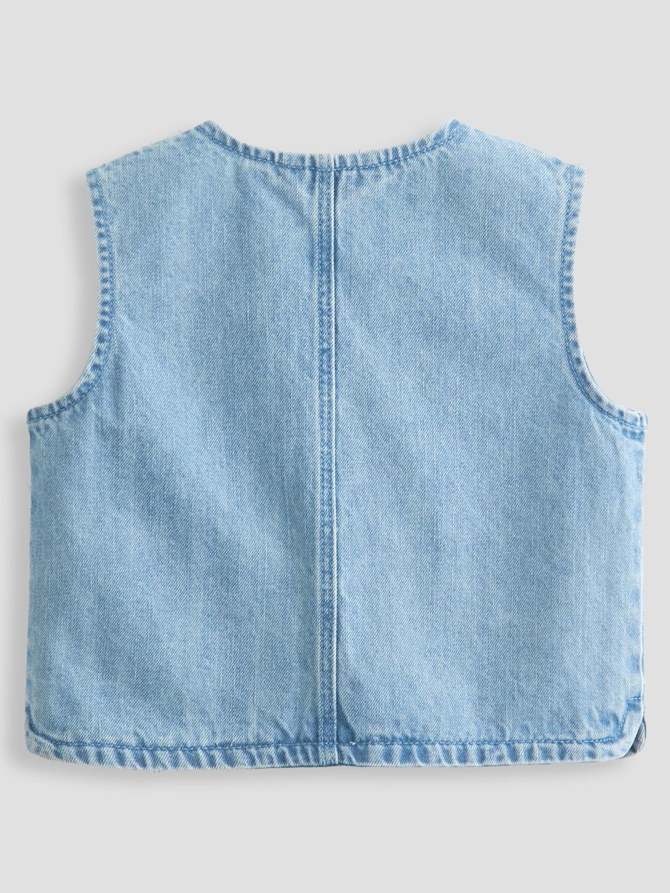 Image 2 of 5 of The Very Collection Girls Denim Gilet With Scallop Trim - Blue