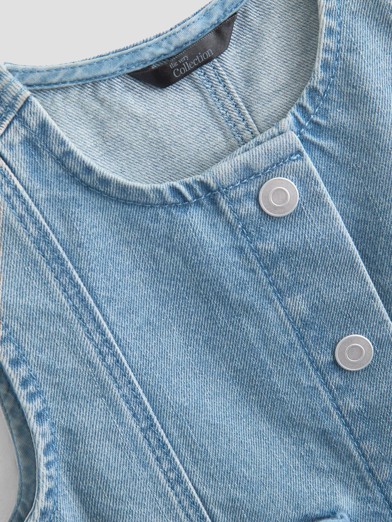 Image 3 of 5 of The Very Collection Girls Denim Gilet With Scallop Trim - Blue