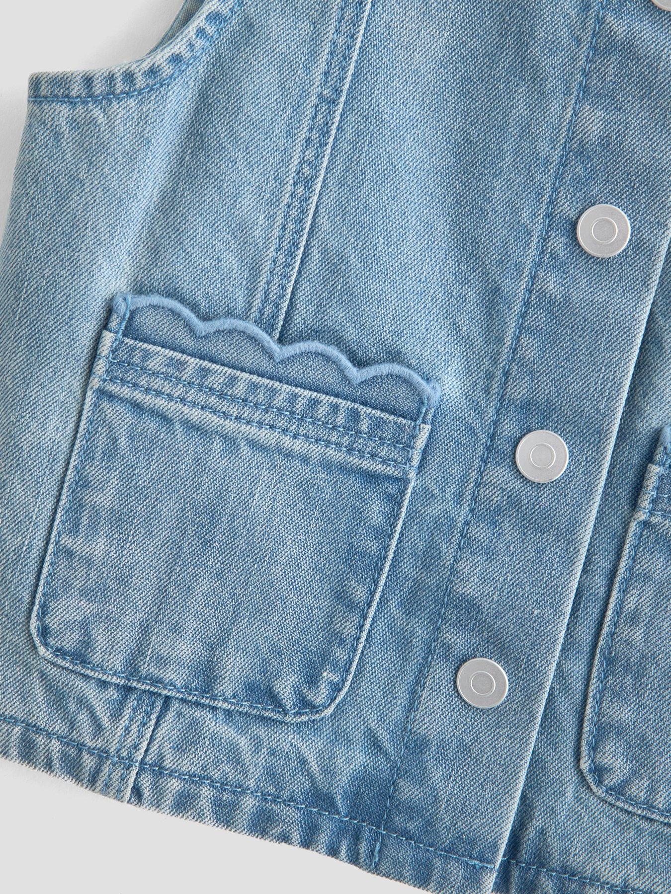 Image 4 of 5 of The Very Collection Girls Denim Gilet With Scallop Trim - Blue
