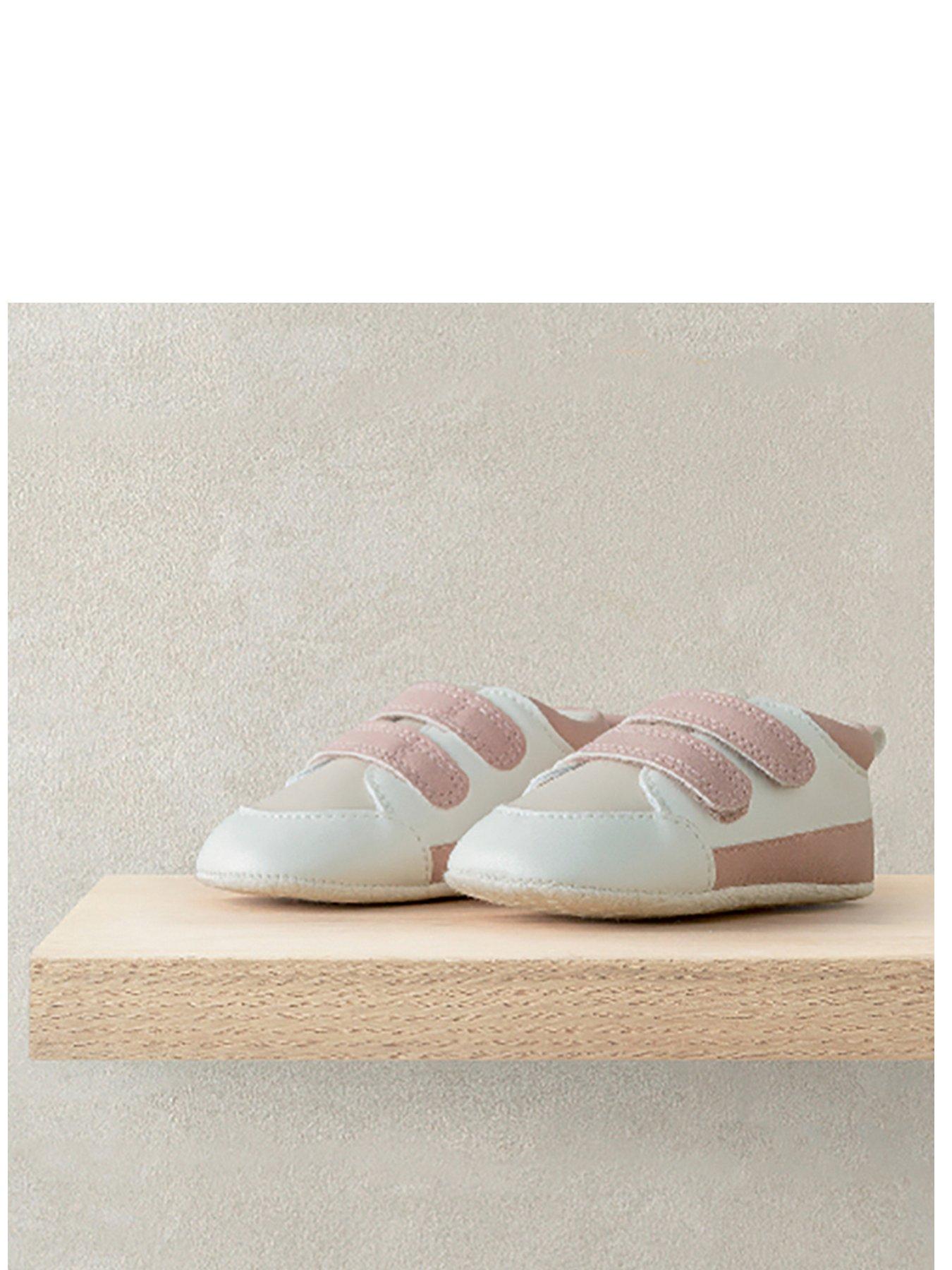  image of mamas-papas-baby-girls-suede-detail-scallop-edge-trainers-pink