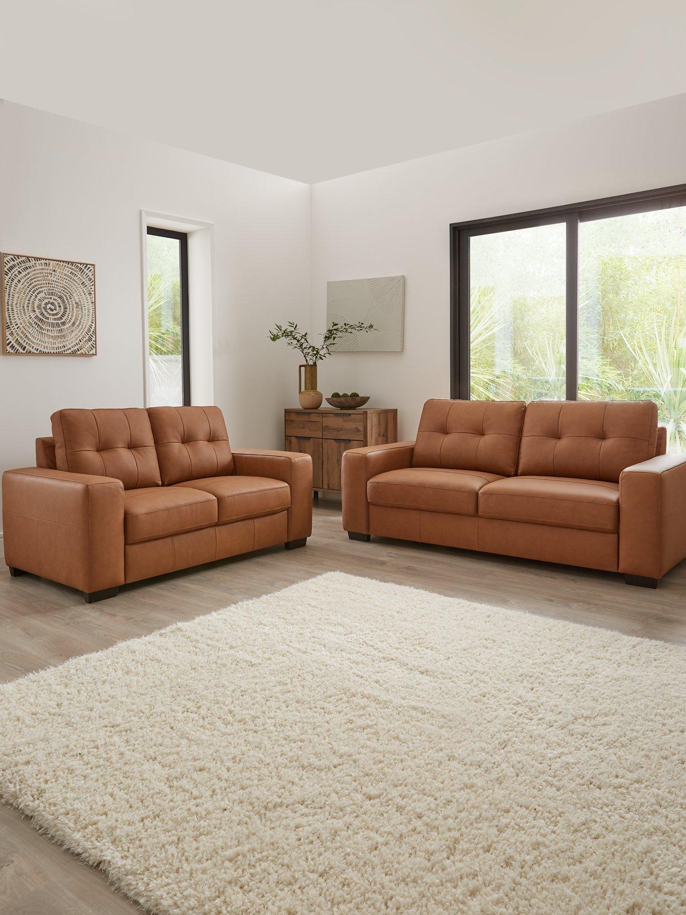 The Very Collection Miller 3 Seater + 2 Seater Italian Leather Sofa Set (Buy  &  SAVE!) - FSC® Certified