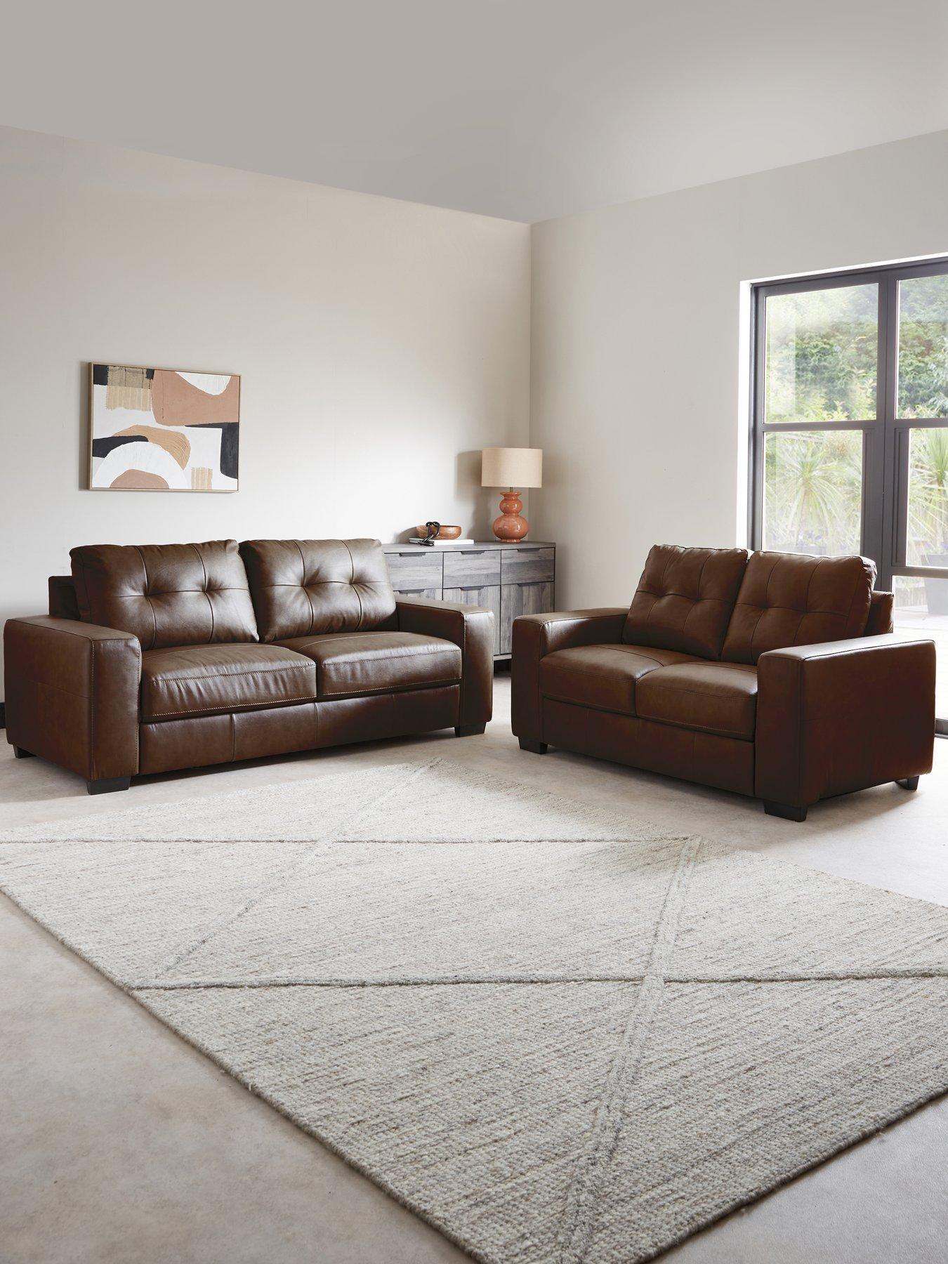 The Very Collection Miller 3 Seater + 2 Seater Italian Leather Sofa Set (Buy  &  SAVE!) - FSC® Certified