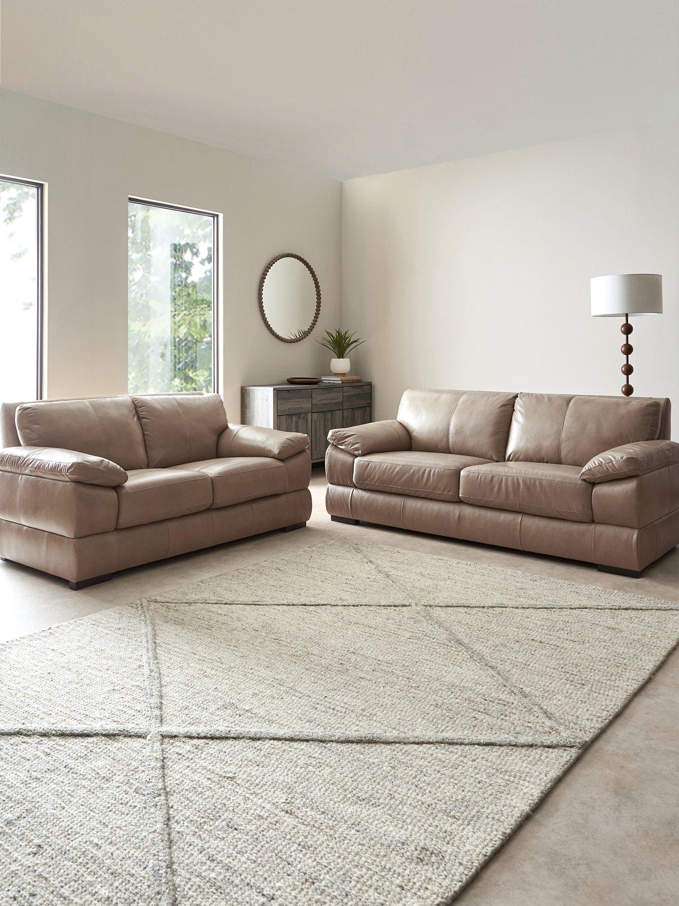  image of the-very-collection-marlow-3-2-seater-leather-sofa-set