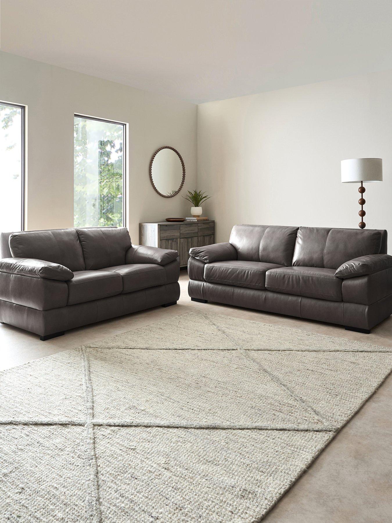The Very Collection Marlow 3 + 2 Seater Leather Sofa Set