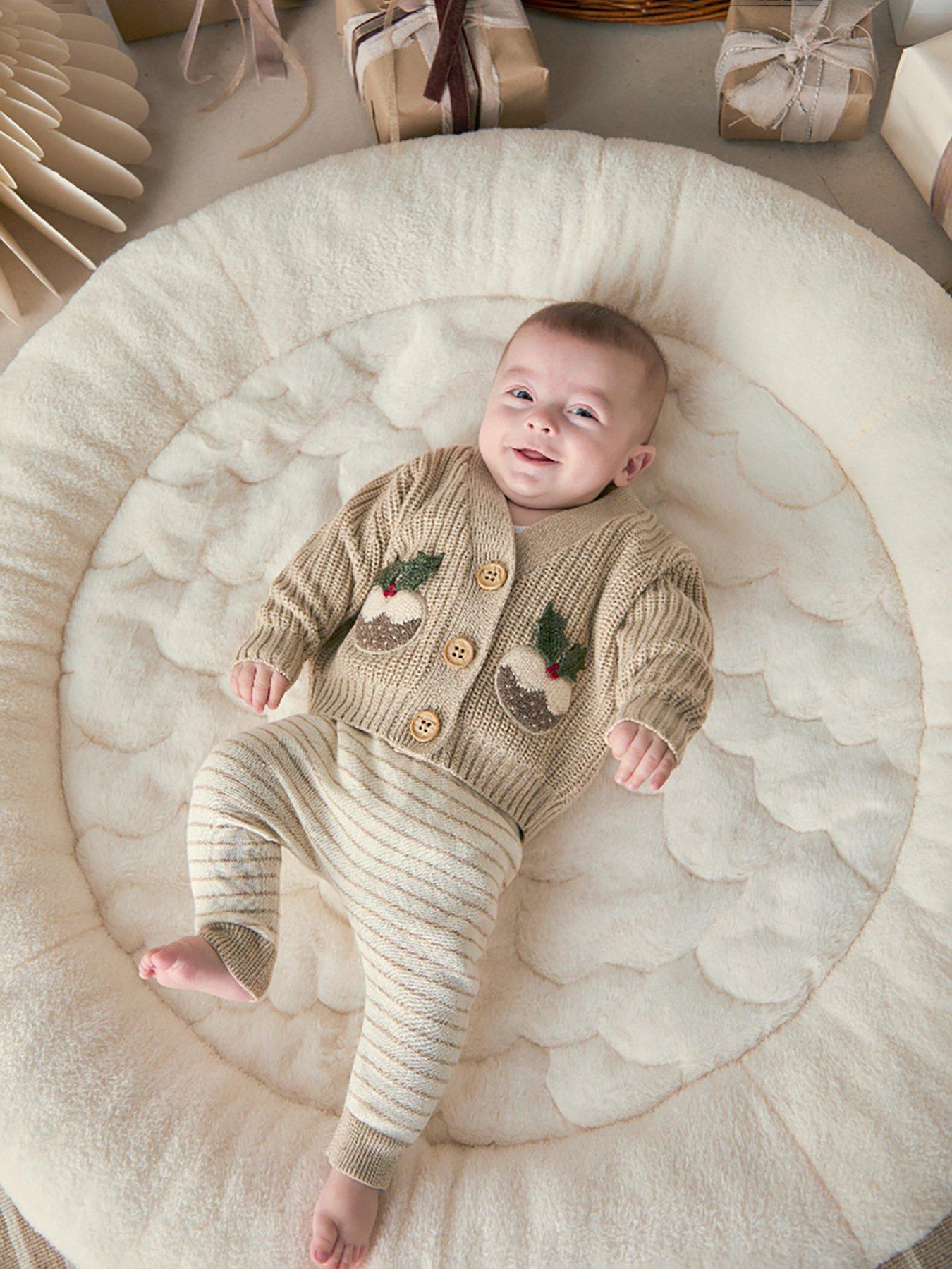 Mamas & Papas Baby Unisex Little Pudding Christmas Cardigan & Leggings Knit Set - Cream