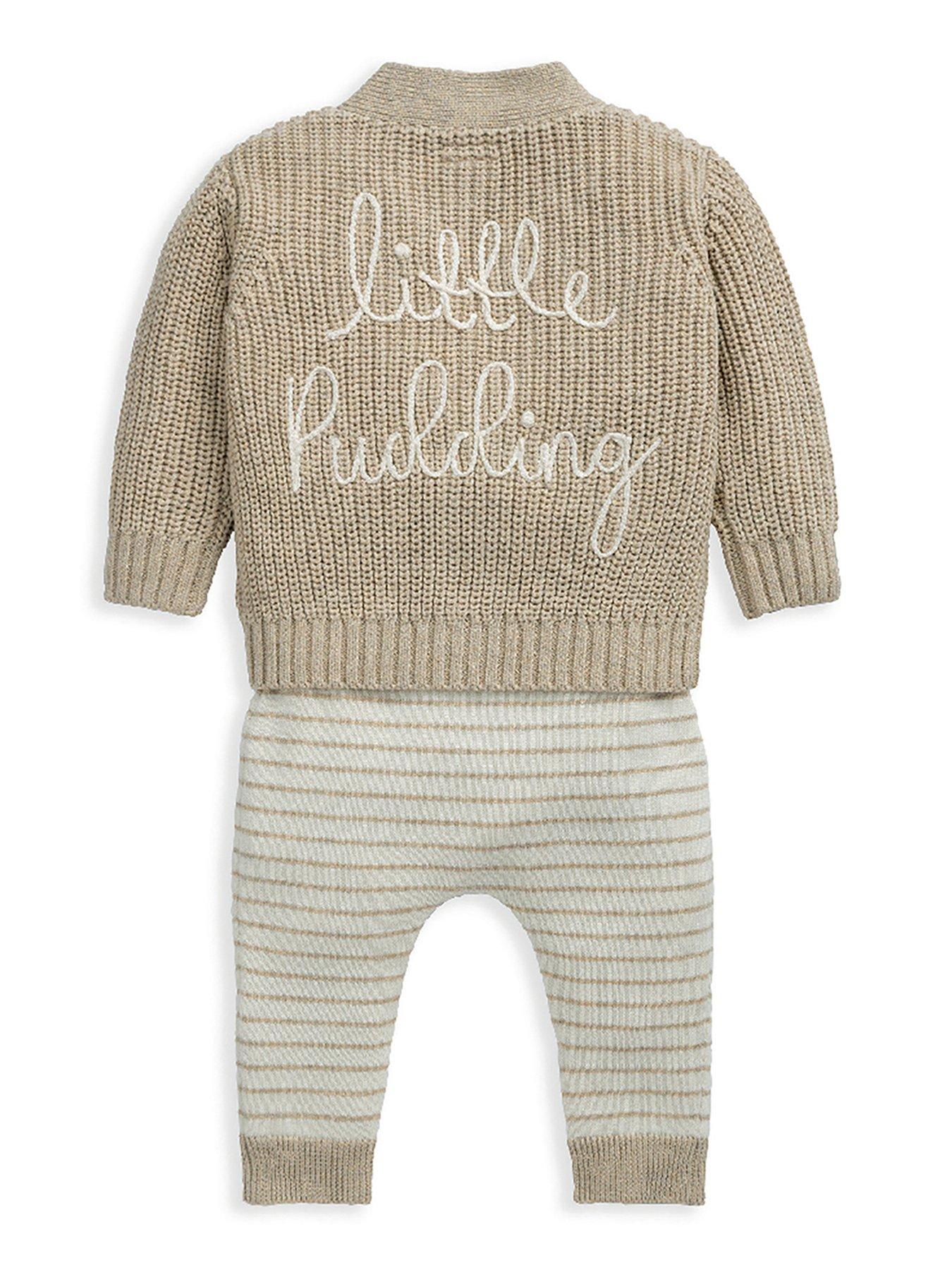 image of mamas-papas-baby-unisex-little-pudding-christmas-cardigan-amp-leggings-knit-set-cream