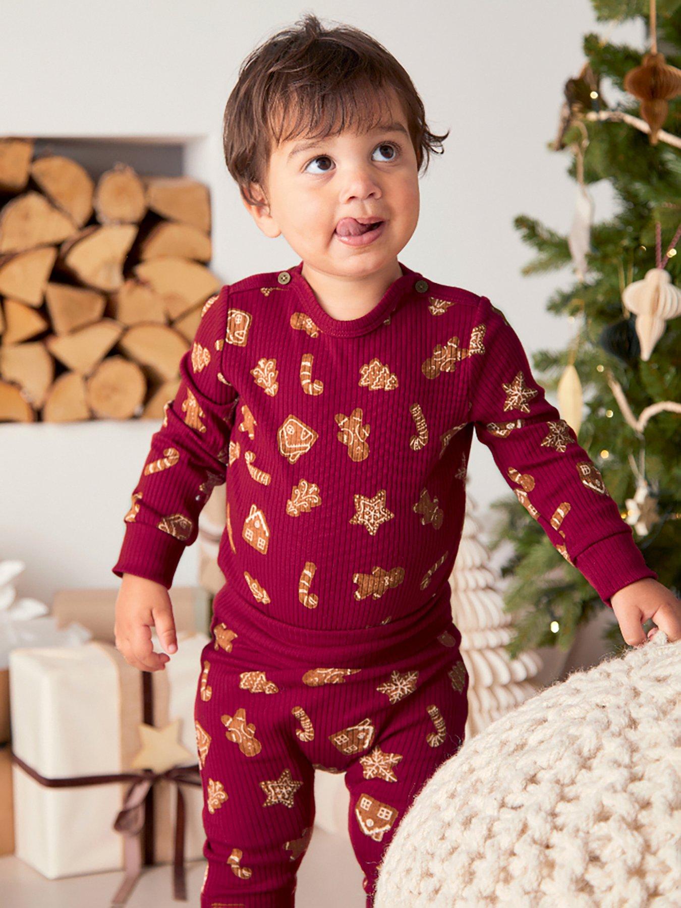 Mamas & Papas Baby Unisex Gingerbread Print Christmas Top & Leggings Set - Red
